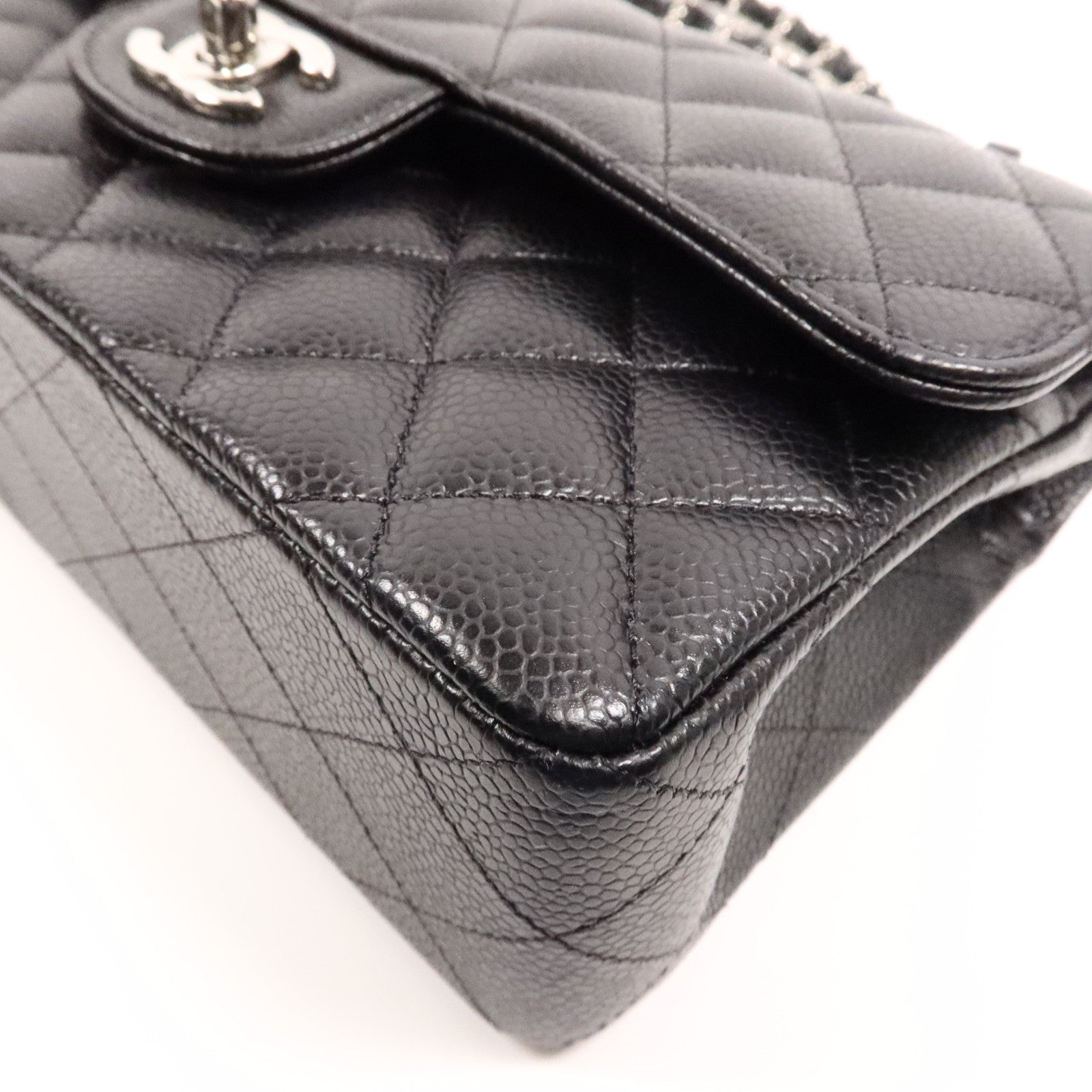 CHANEL 牛皮皮革Classic 23cm銀扣鏈帶肩背袋