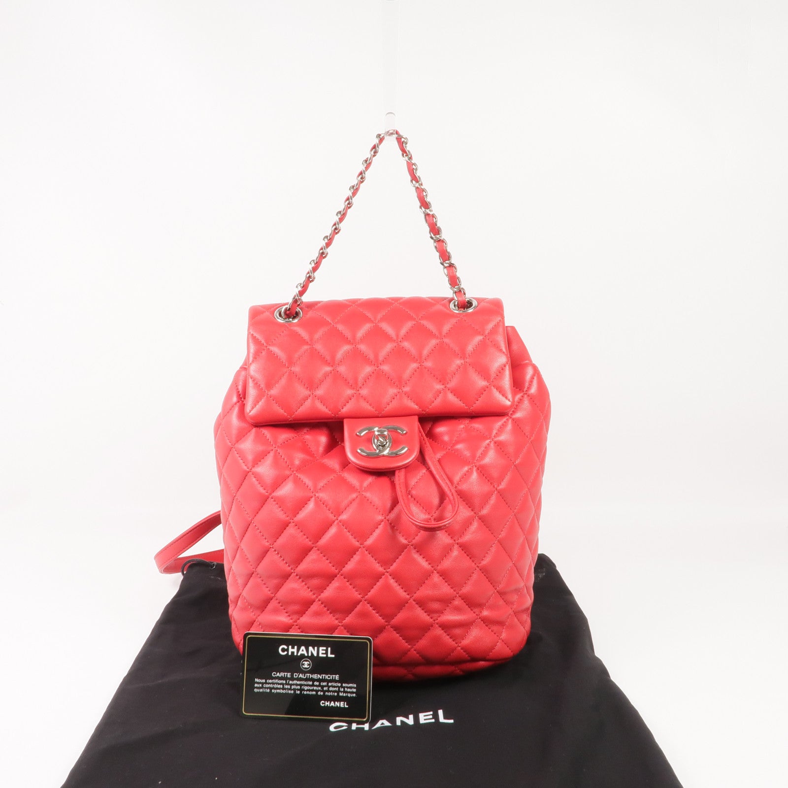 CHANEL 羊皮皮革Urban Spirit銀扣背包