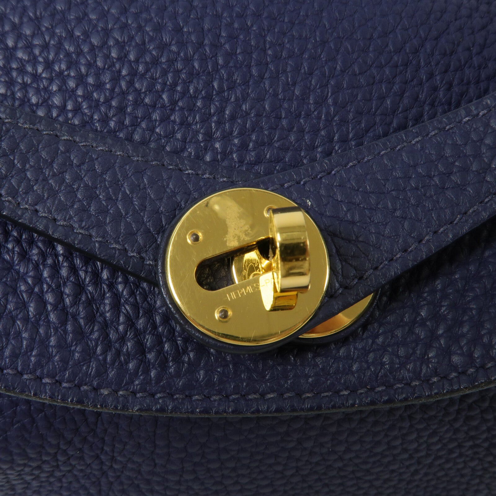 HERMES Clemence皮革Lindy 30手挽肩背兩用袋Bleu Encre