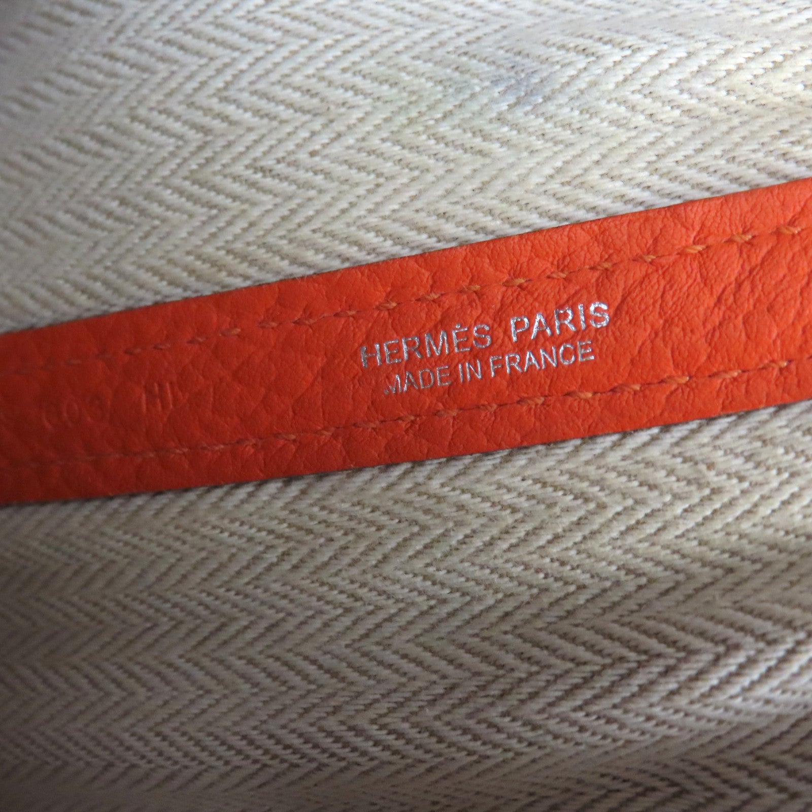 HERMES 【激減優惠】Clemence皮革GardenParty PM銀扣手挽袋火焰橙色