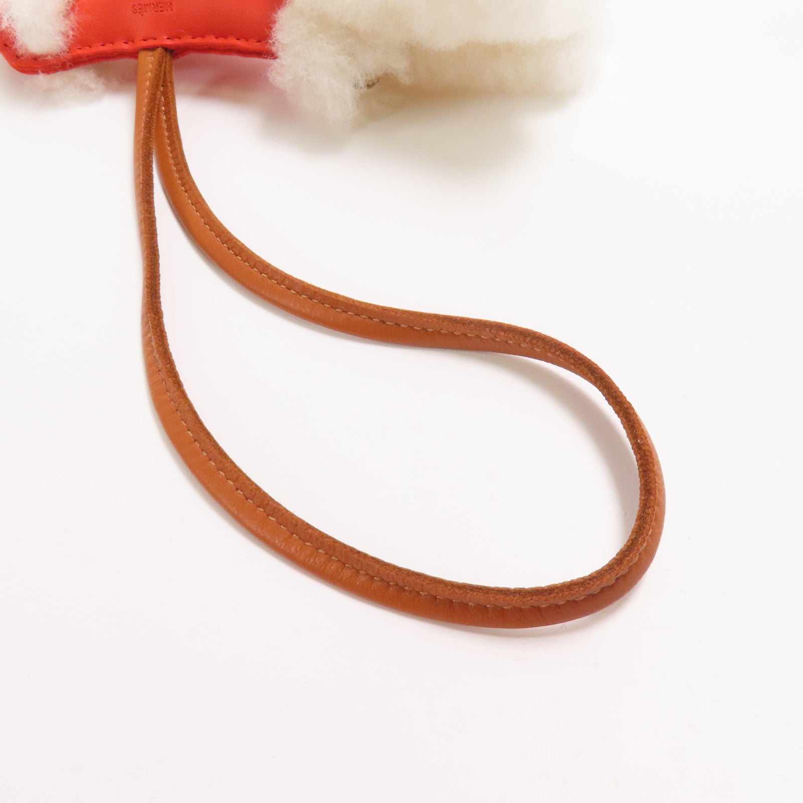 HERMES Fur/Swift皮革Budy掛飾Orange Poppy