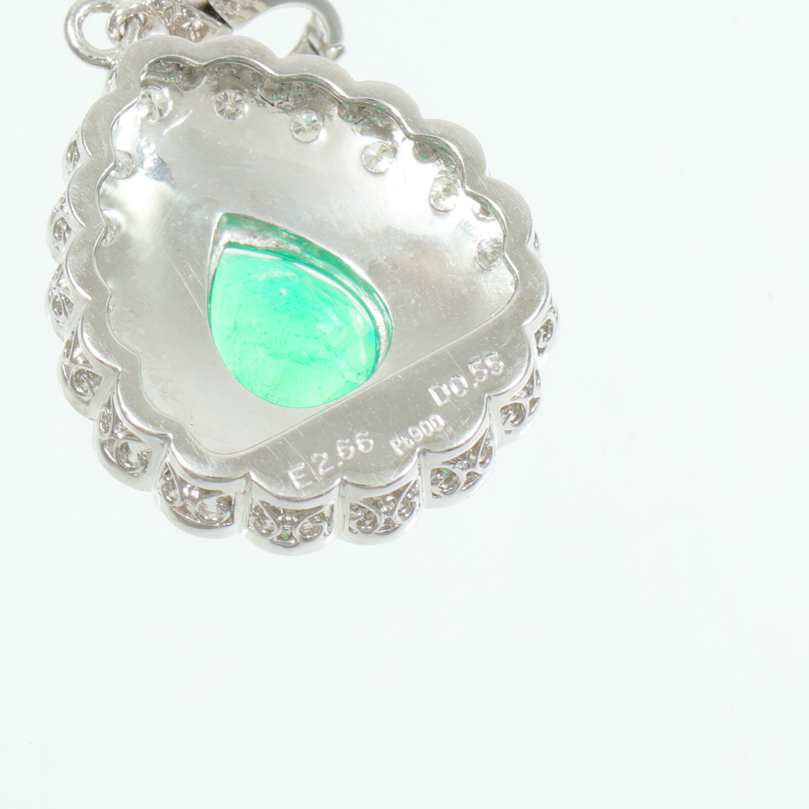 JEWELRY PT900鉑金Emerald Diamond Pendant綠寶石/鑽石吊墜