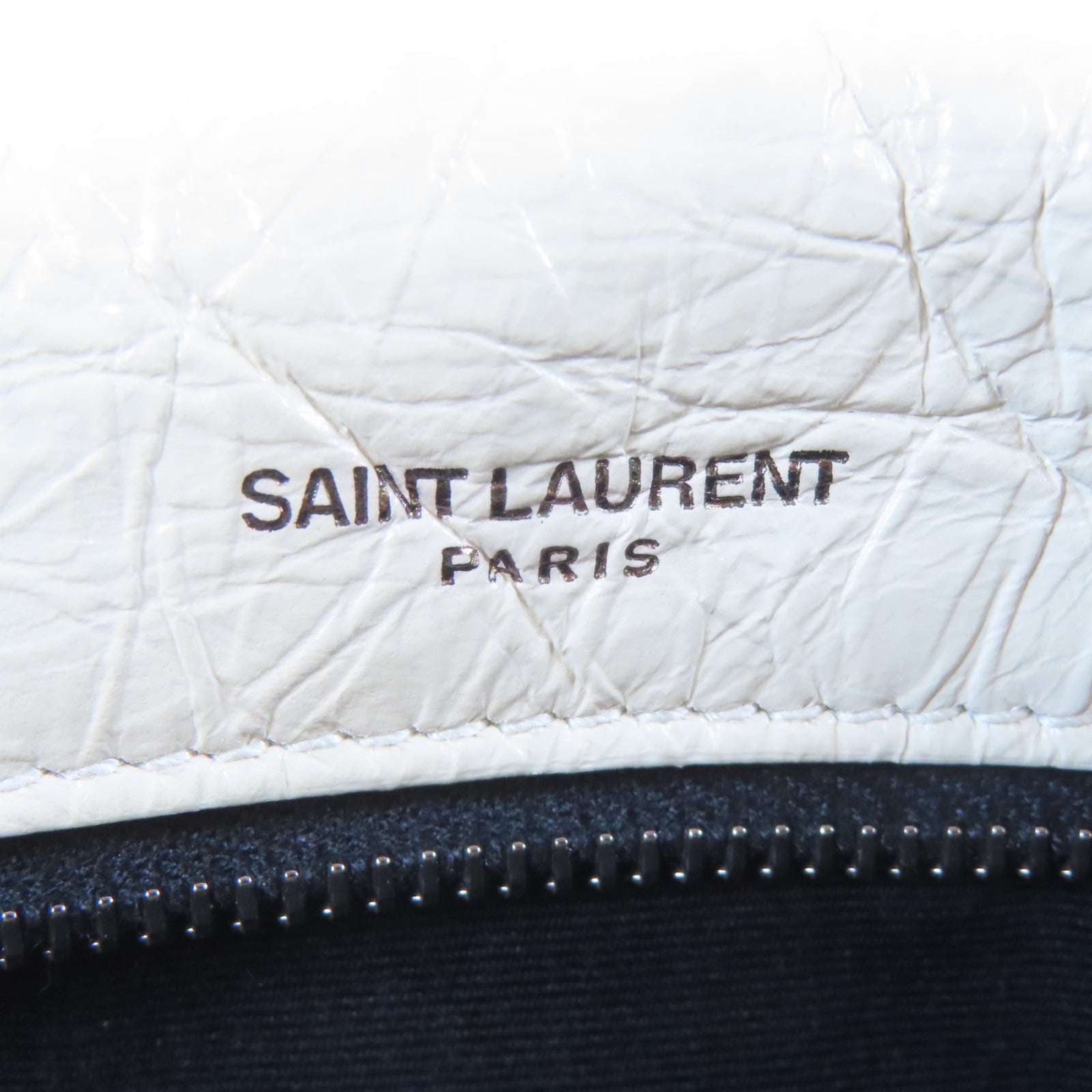 SAINT LAURENT 牛皮皮革Niki Medium銀扣鏈帶肩背袋米白色