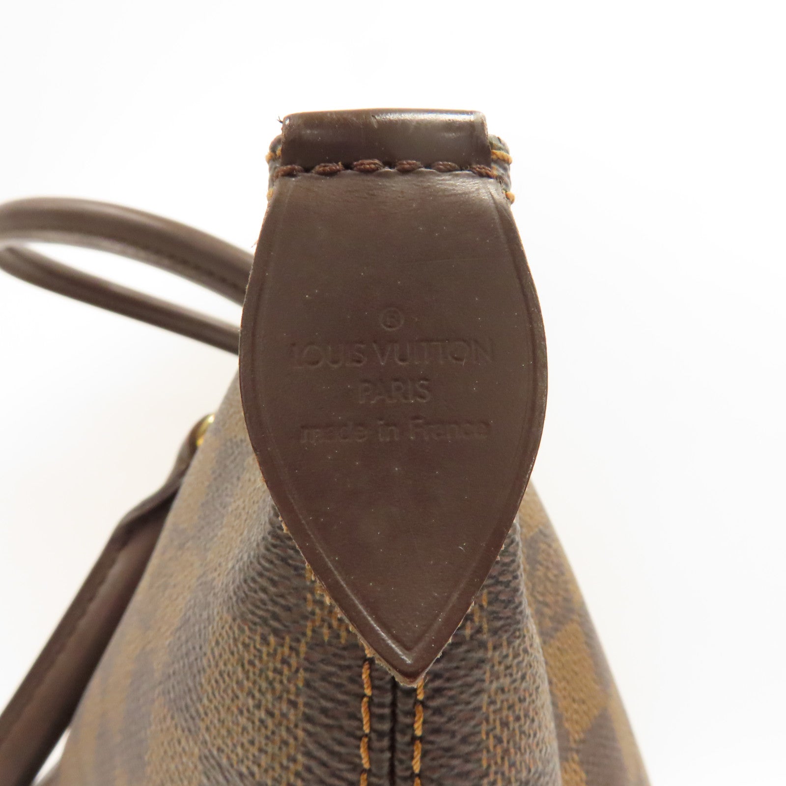 LOUIS VUITTON Damier Ebene Saleya MM金扣肩背袋棕色