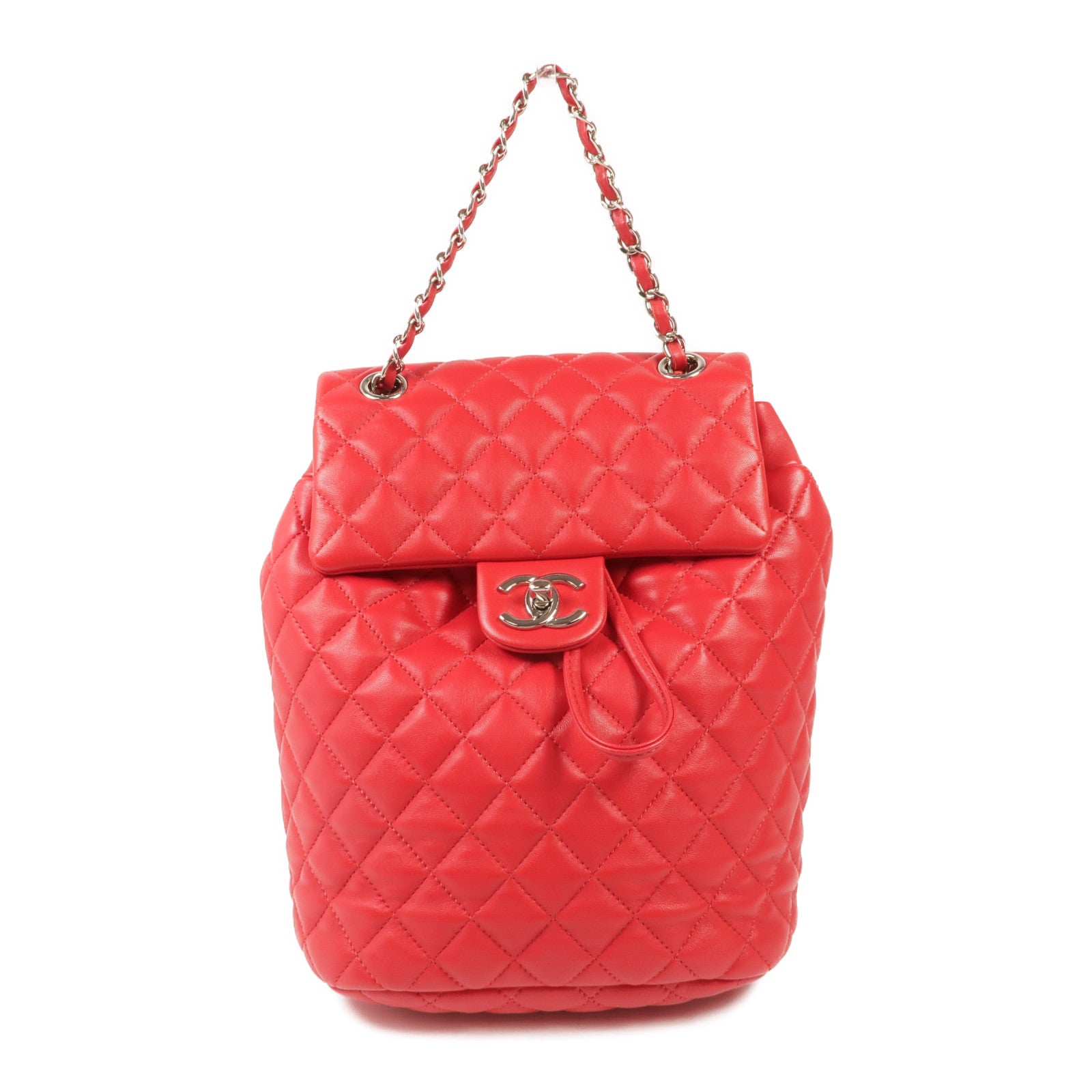 CHANEL 羊皮皮革Urban Spirit銀扣背包