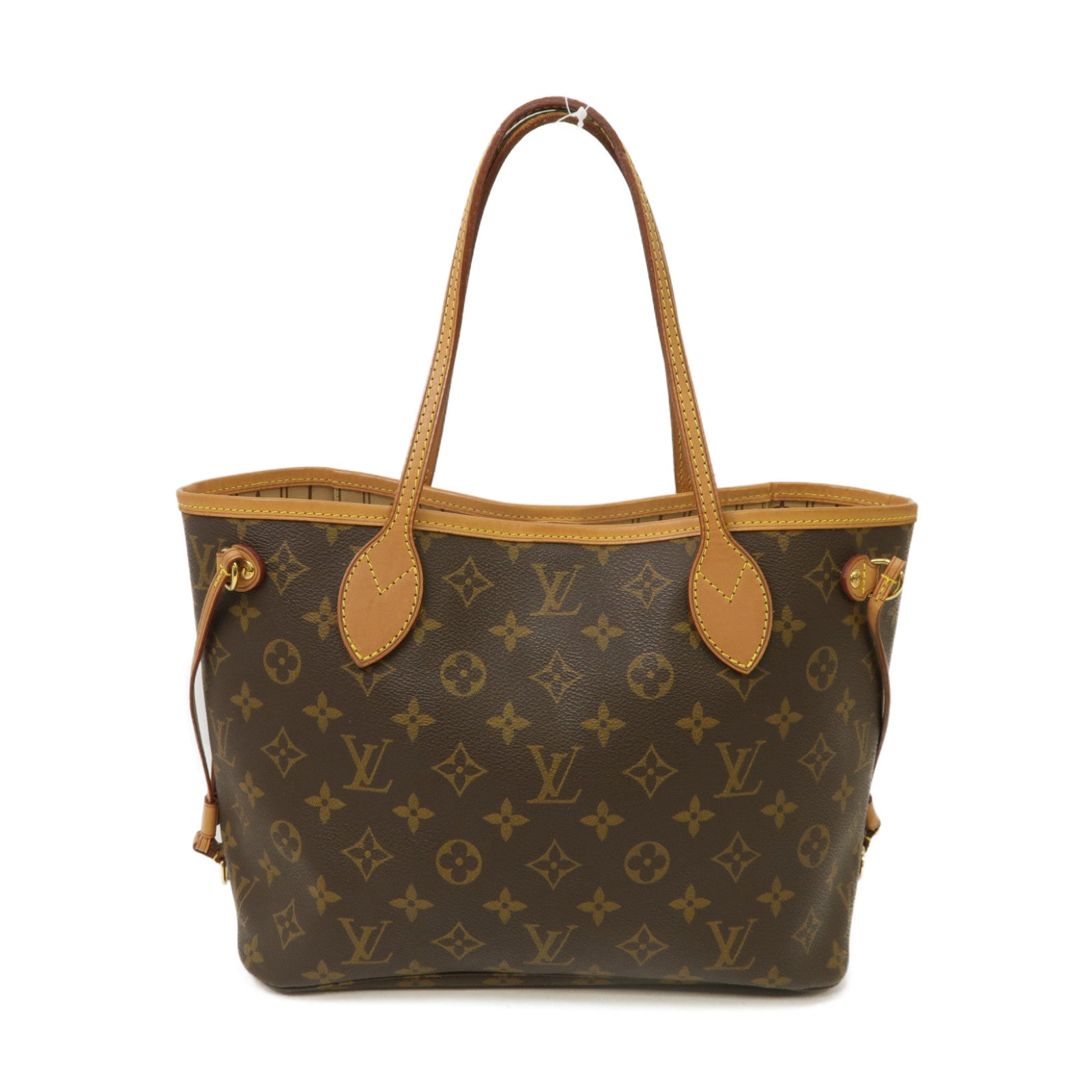 LOUIS VUITTON Monogram Neverfull PM金扣手挽袋啡色