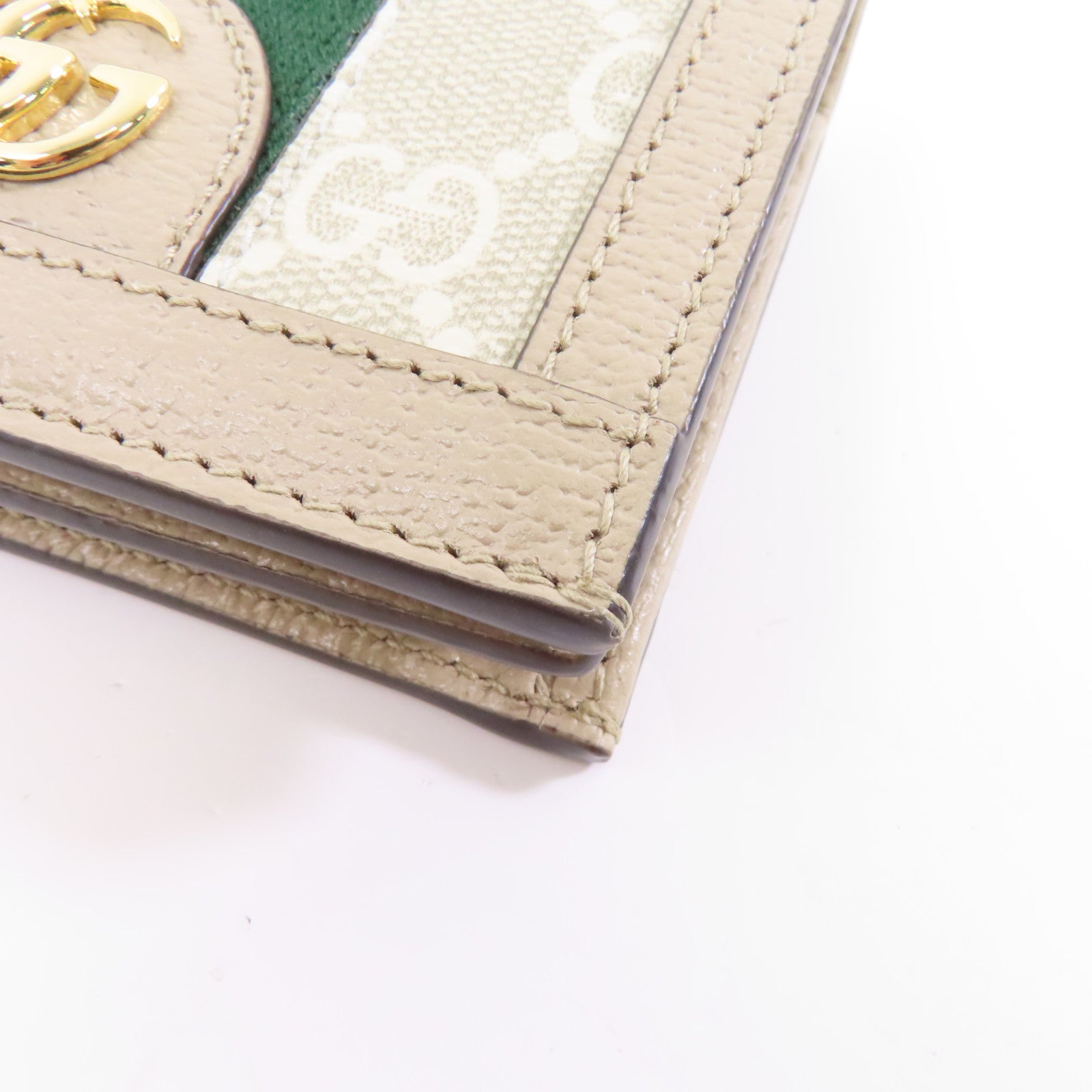 GUCCI 塗層帆布Ophidia Case Wallet金扣錢包米色