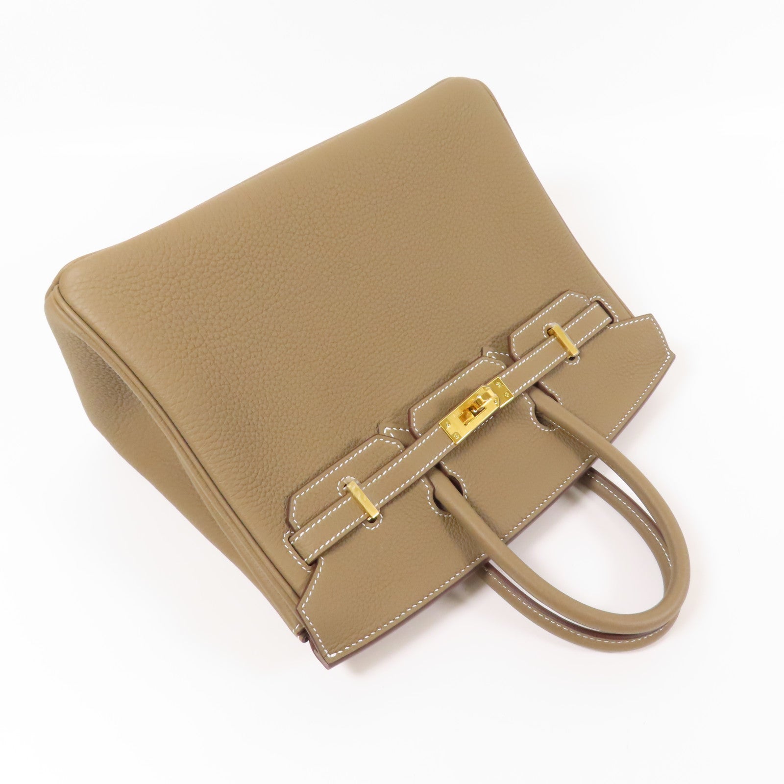 HERMES 【激減優惠】Togo皮革金扣Birkin 25手挽袋Etoupe