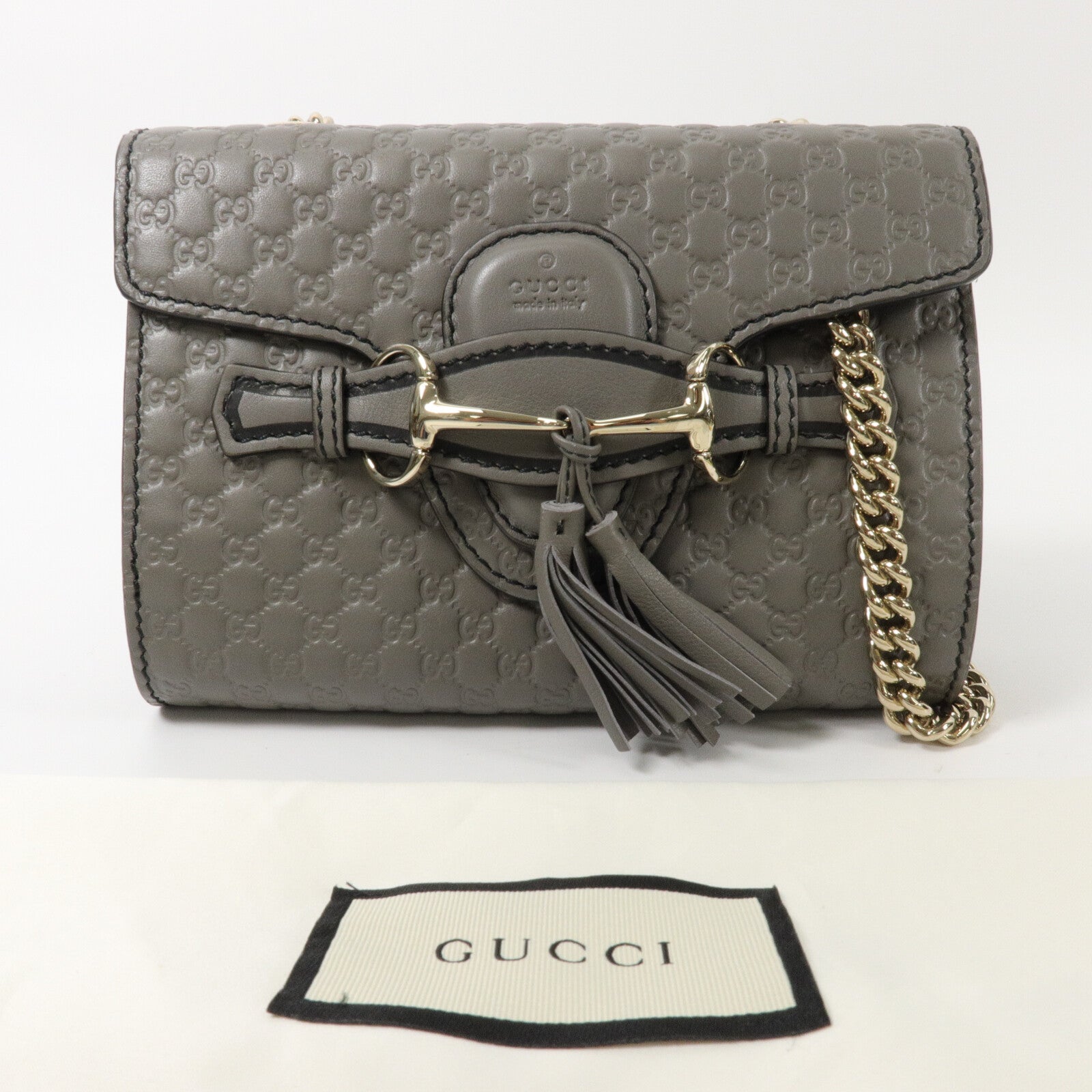 GUCCI 牛皮皮革Mini Emily鏈帶肩背袋