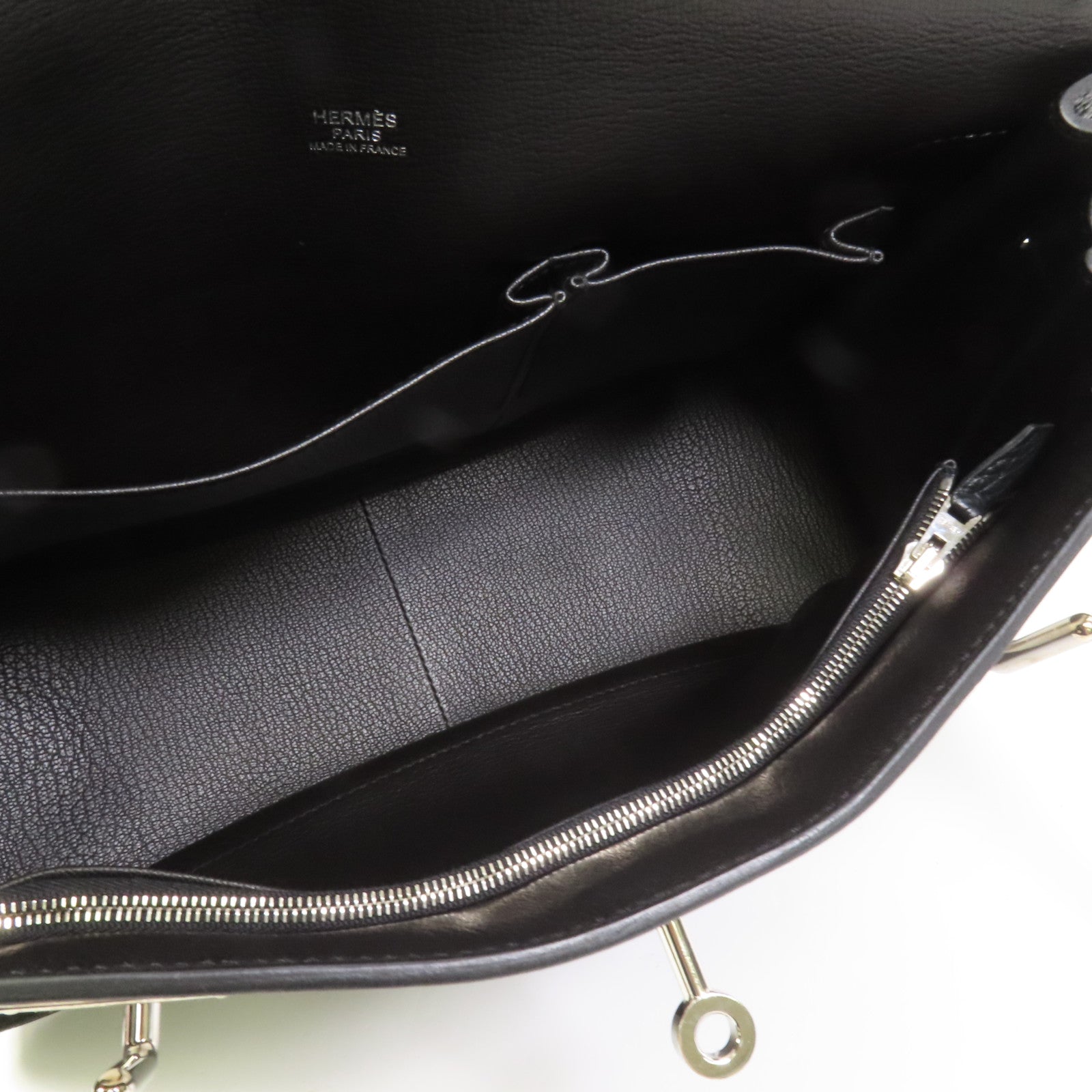 HERMES Clemence皮革Jypsiere 31銀扣肩背袋Noir