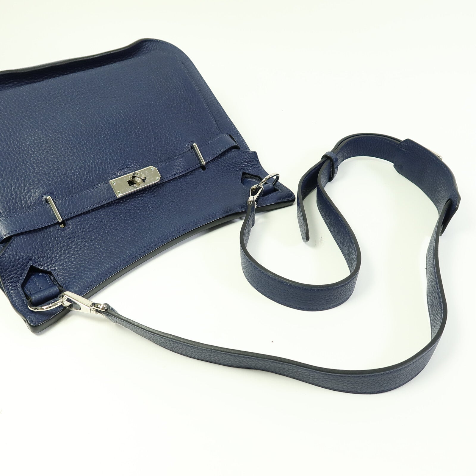 HERMES Clemence皮革Jypsiere 28肩背袋Bleu Saphir