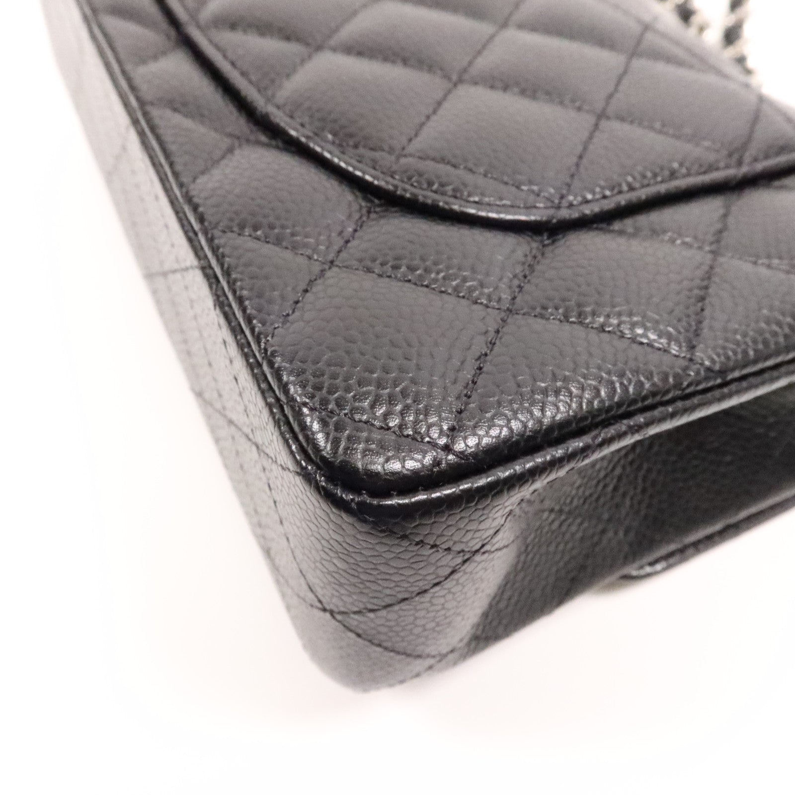 CHANEL 牛皮皮革Classic 23cm銀扣鏈帶肩背袋