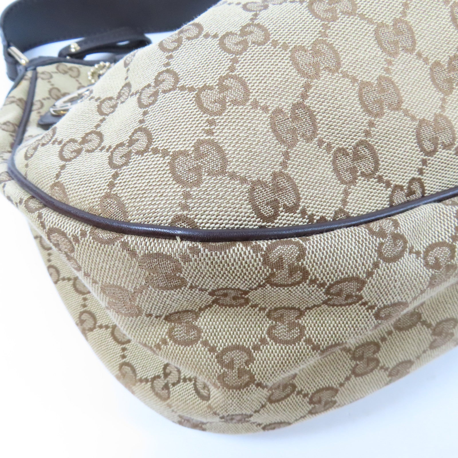 GUCCI 帆布Sukey金扣肩背袋啡色