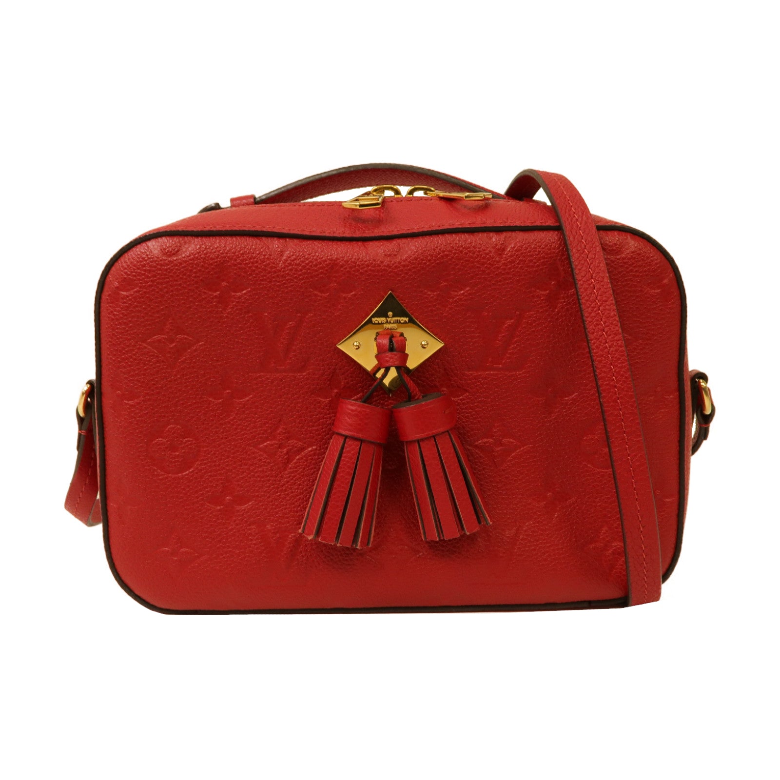 LOUIS VUITTON Monogram Empreinte Saintonge金扣肩背袋紅色