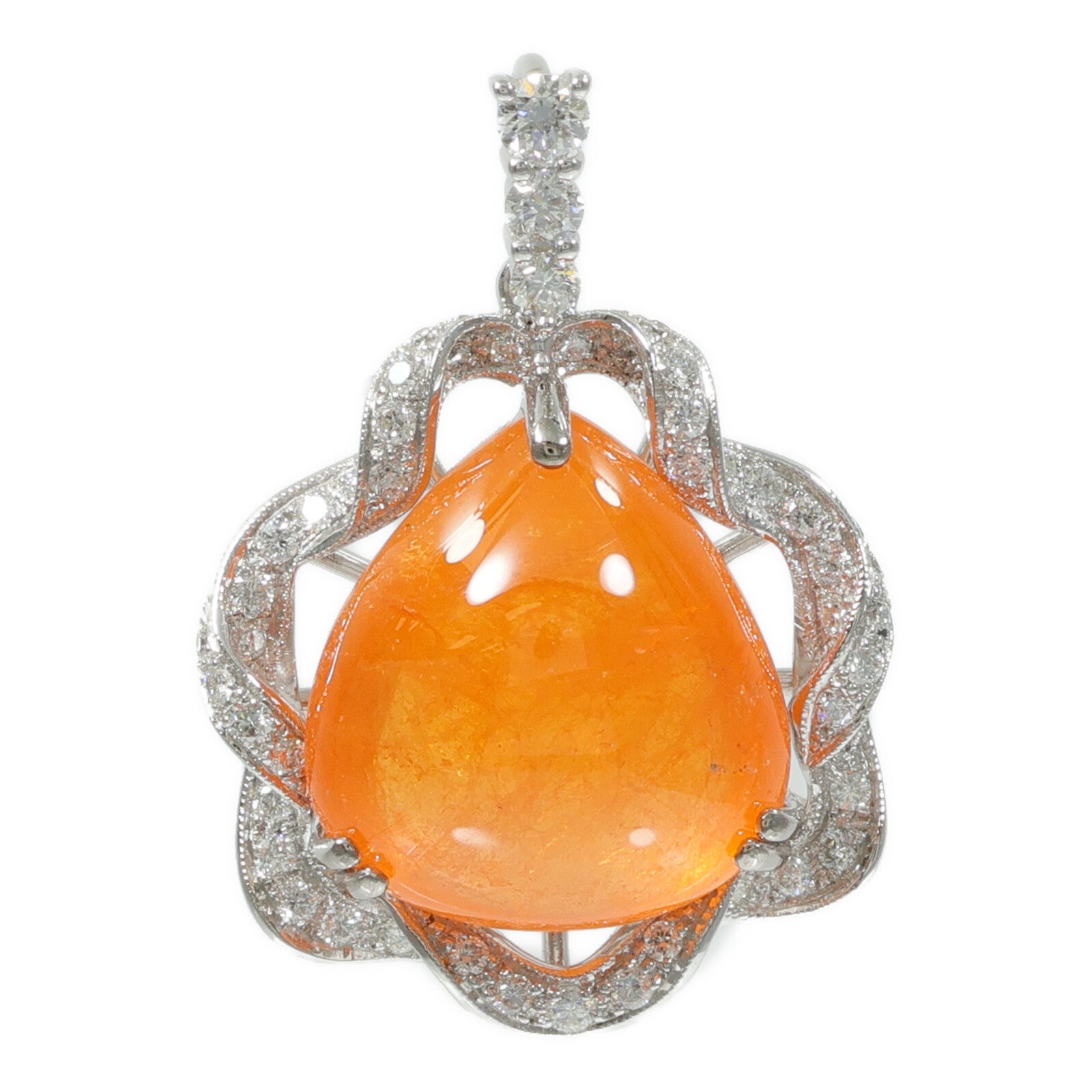JEWELRY 18K白金Garnet Diamond Pendant柘榴石/鑽石吊墜