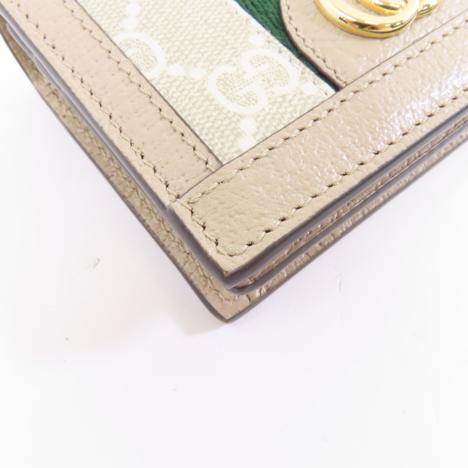 GUCCI 塗層帆布Ophidia Case Wallet金扣錢包米色