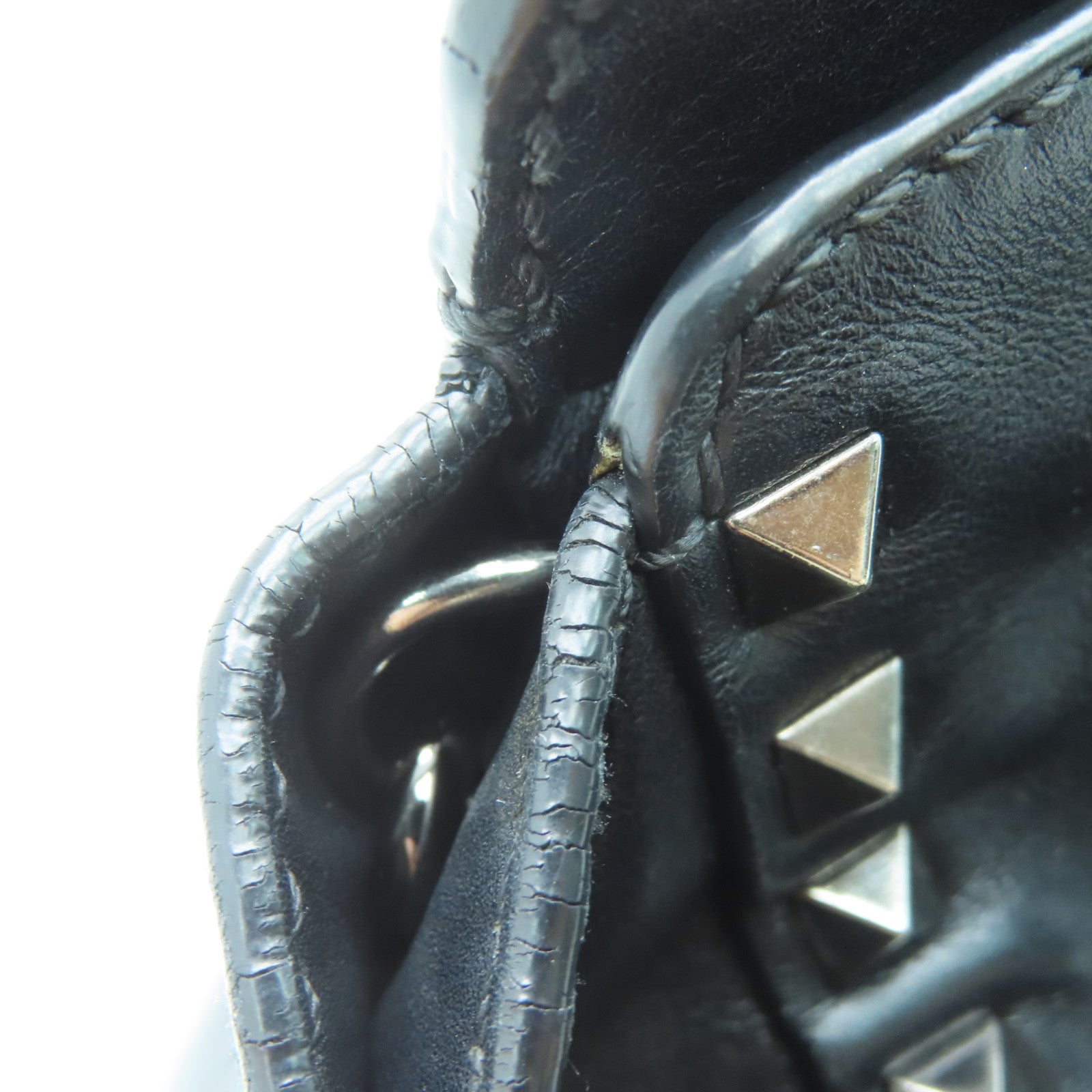 Valentino 牛皮皮革2way Shoulder Bag银扣手挽肩背两用袋黑色