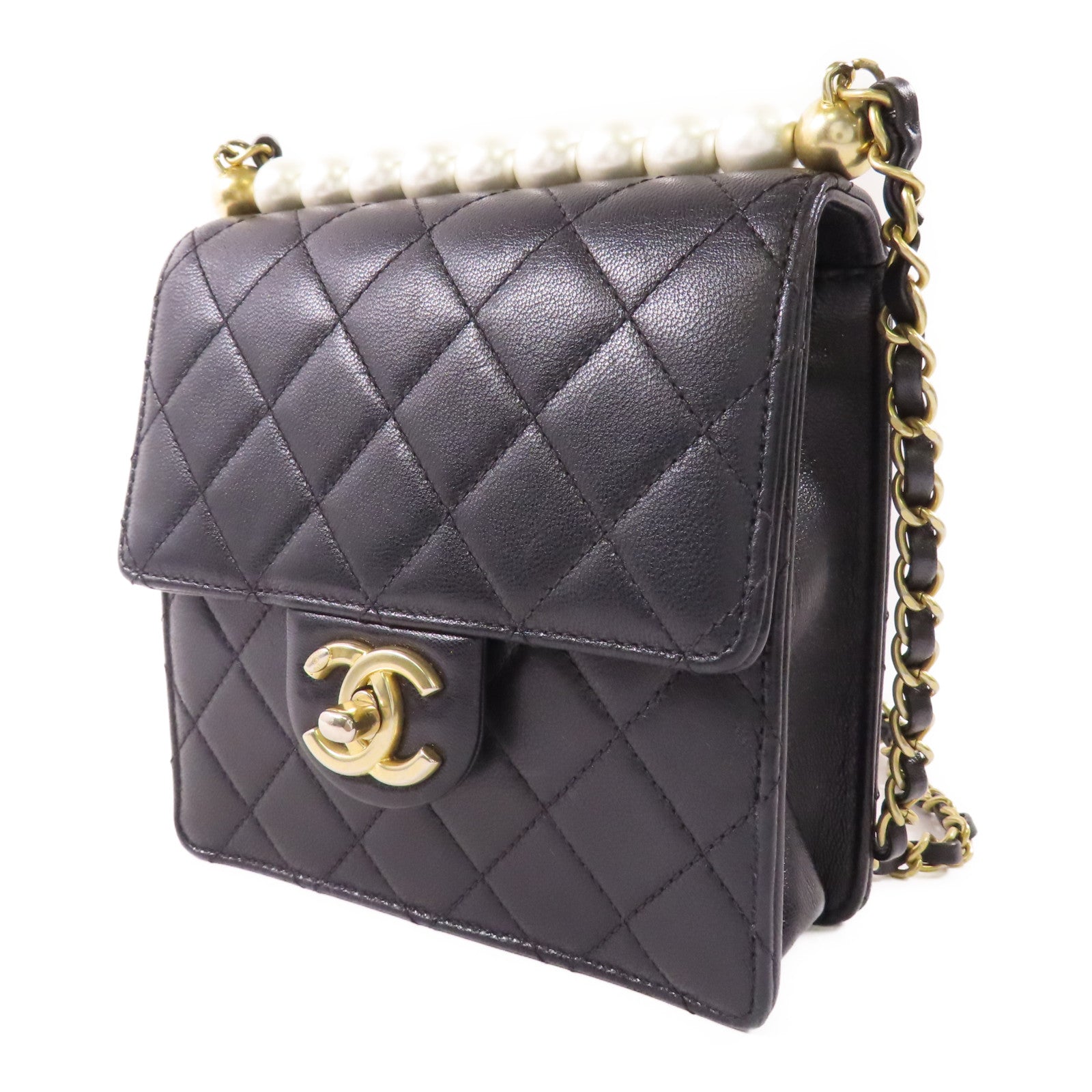 CHANEL 羊皮皮革Chain Shoulder Bag金扣鏈帶肩背袋