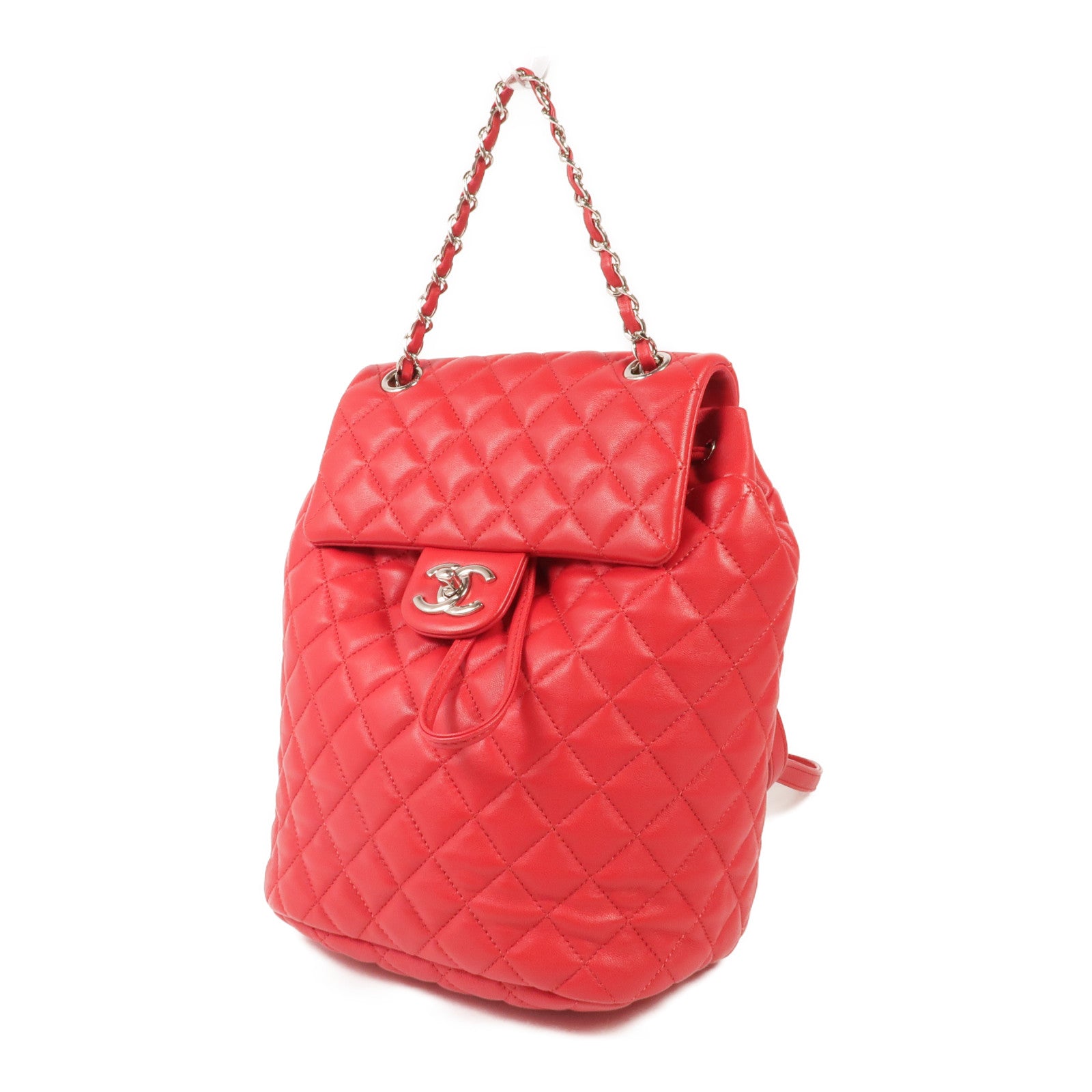 CHANEL 羊皮皮革Urban Spirit銀扣背包