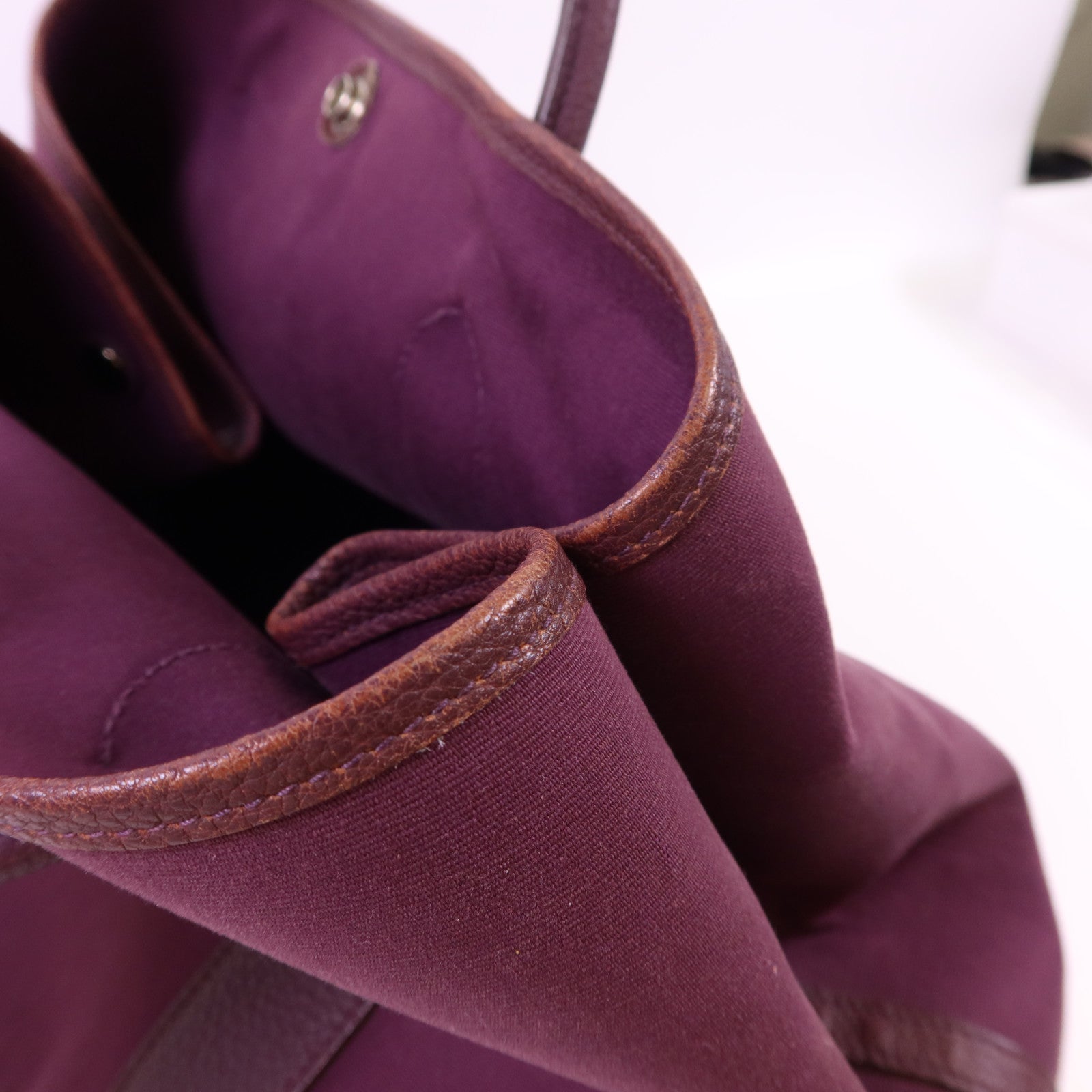 HERMES 帆布Garden Party PM銀扣手挽袋