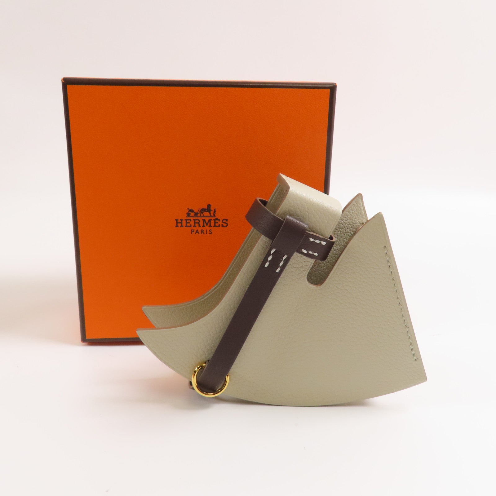 HERMES Evercolor皮革Petite Bride Lipcase金扣Beton/8L