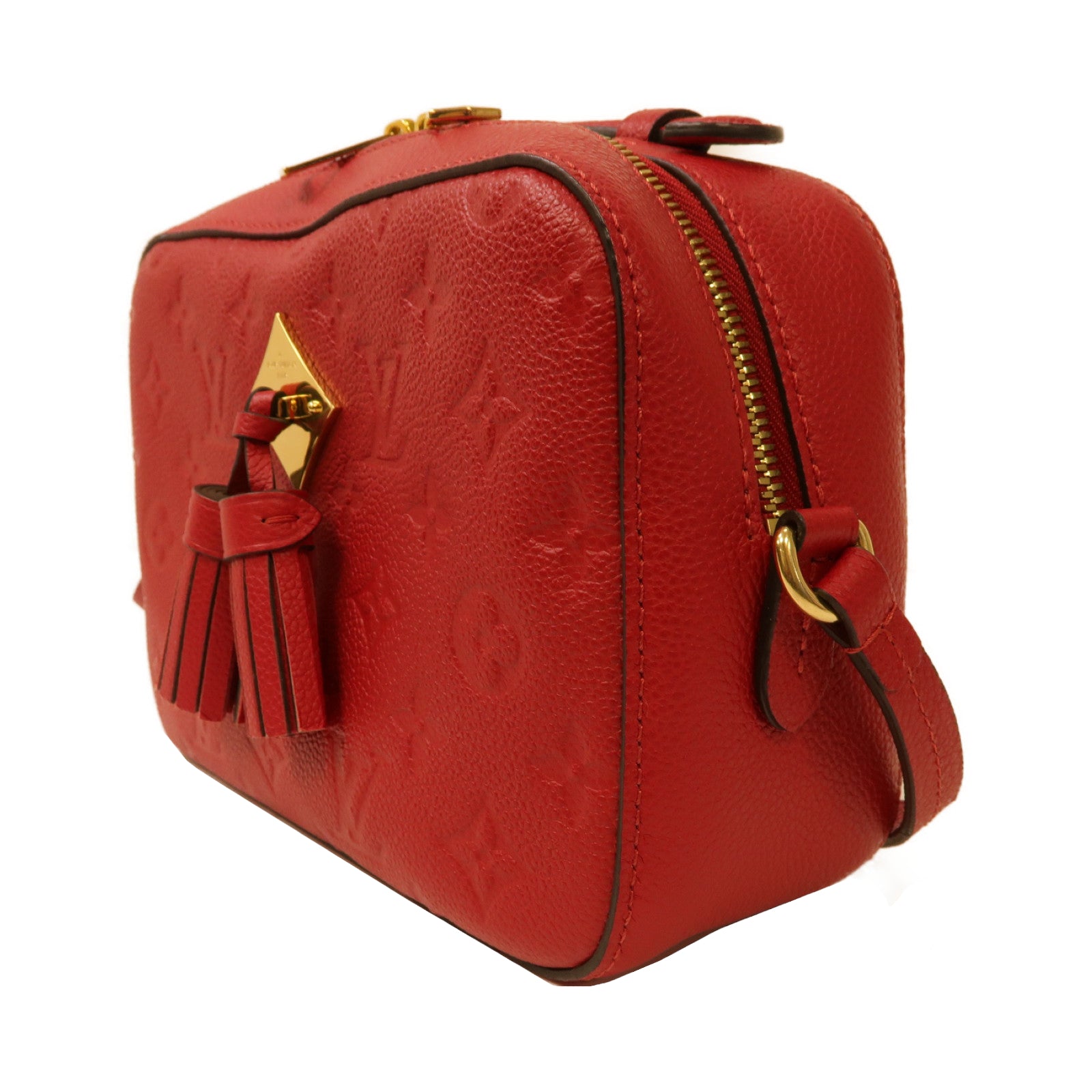 LOUIS VUITTON Monogram Empreinte Saintonge金扣肩背袋紅色