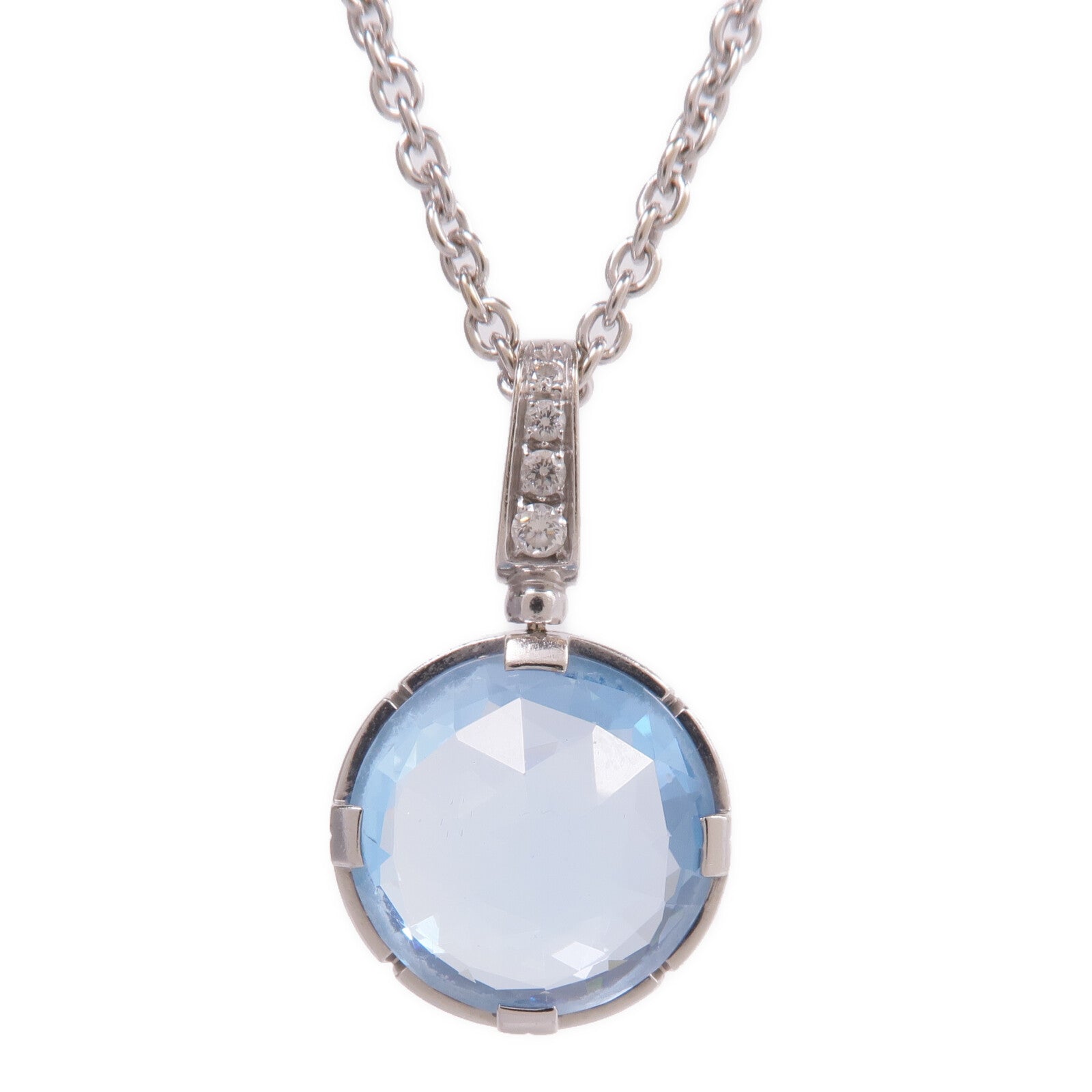 BVLGARI 18K白金Parentesi Cocktail Necklace藍色黃玉/鑽石項鍊