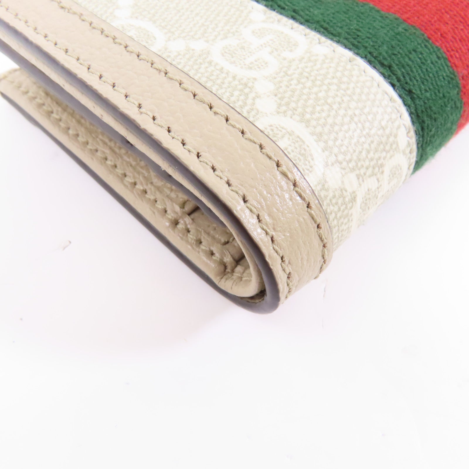 GUCCI 塗層帆布Ophidia Case Wallet金扣錢包米色