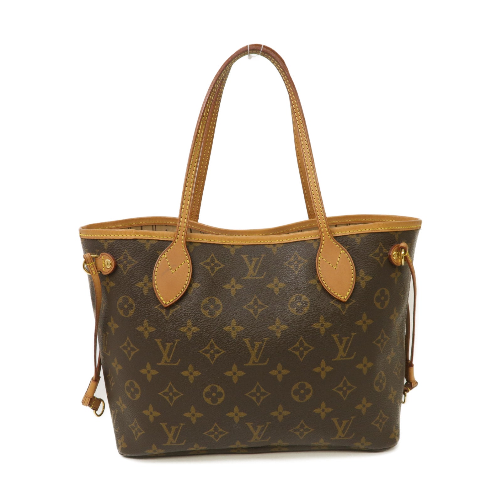 LOUIS VUITTON Monogram Neverfull PM金扣手挽袋啡色