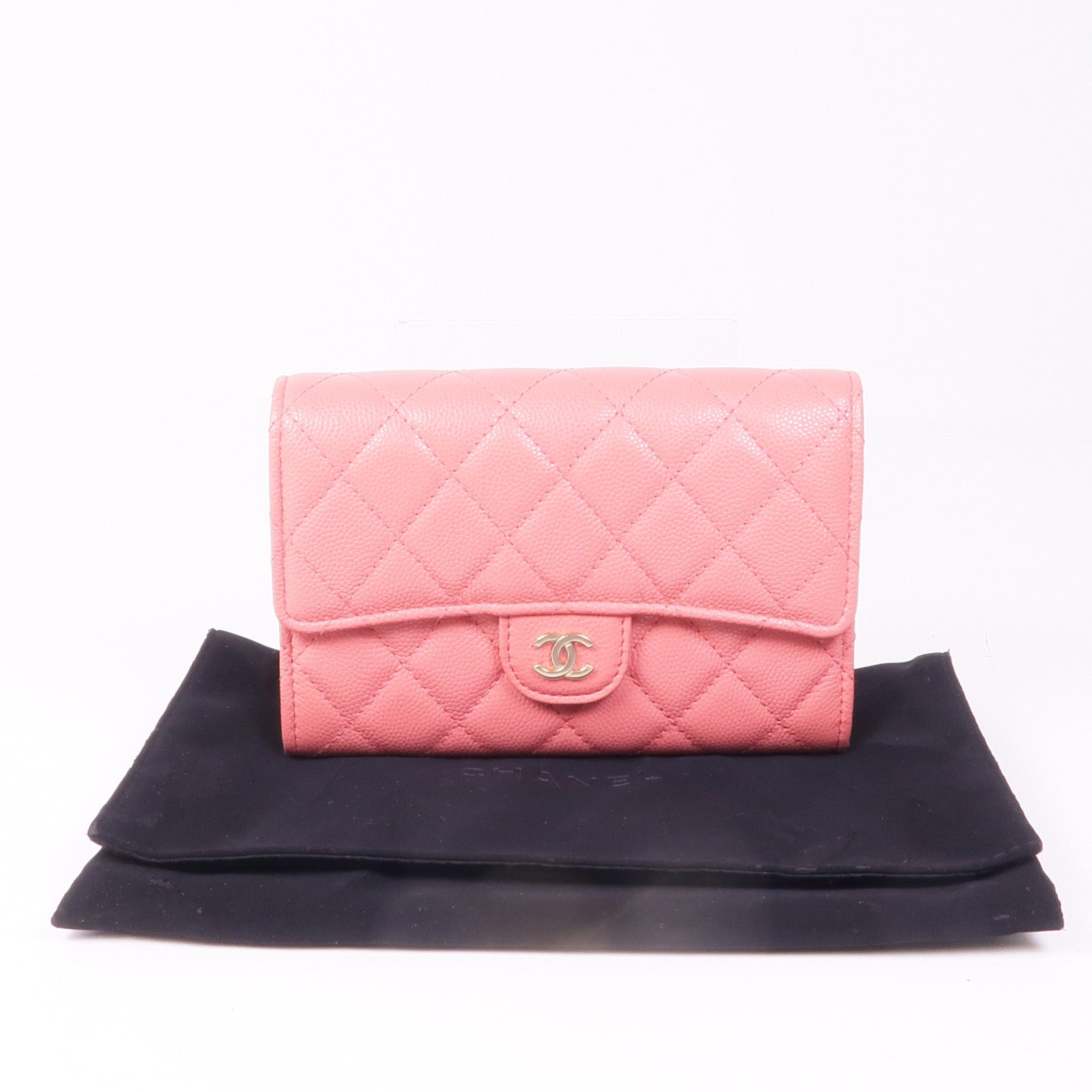 CHANEL 牛皮皮革Wallet金扣錢包