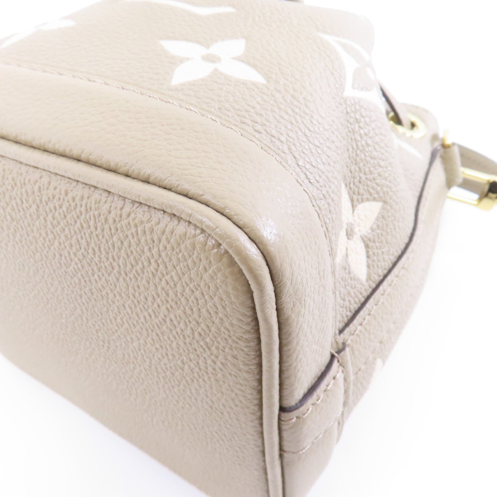 LOUIS VUITTON Monogram Empreinte Nano Noe金扣手挽肩背兩用袋米色