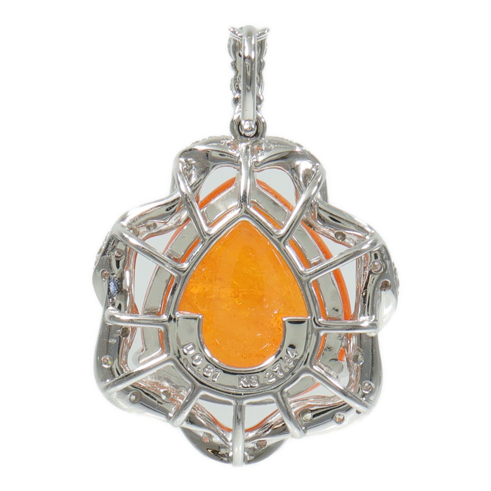 JEWELRY 18K白金Garnet Diamond Pendant柘榴石/鑽石吊墜