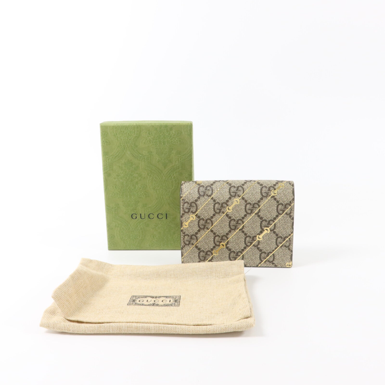 GUCCI 塗層帆布/牛皮皮革GG Supreme Bifold Wallet錢包