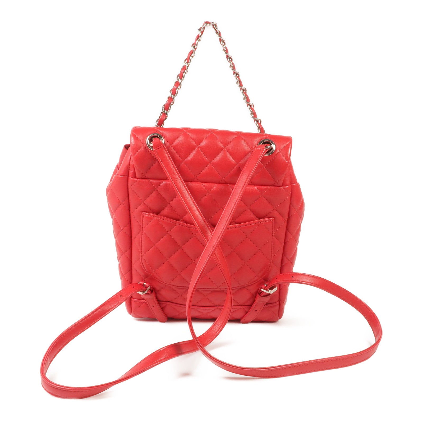 CHANEL 羊皮皮革Urban Spirit銀扣背包