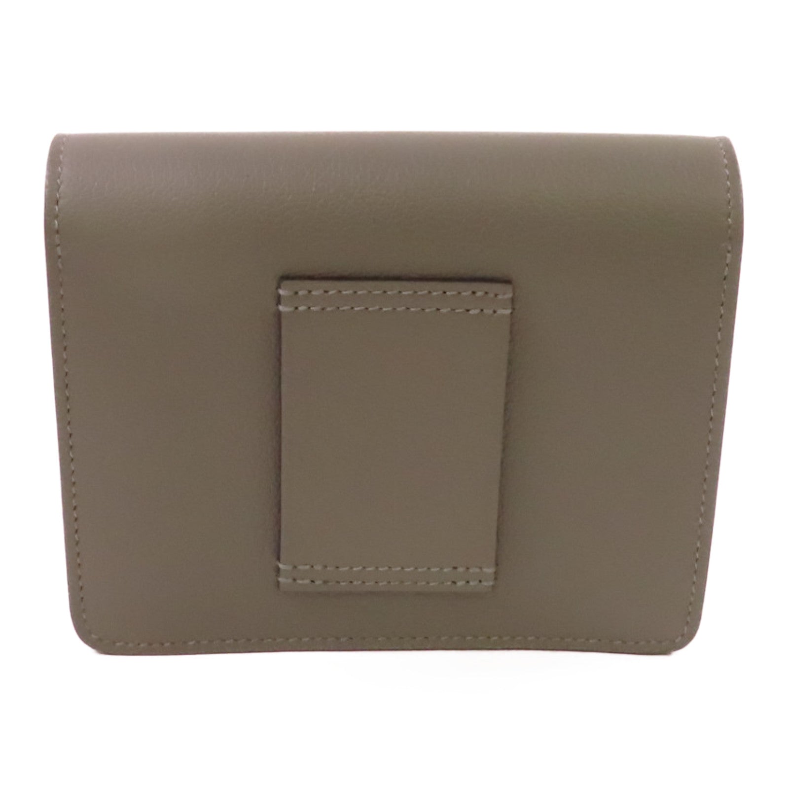 HERMES Evercolor皮革Roulis Slim Belt Wallet金扣短錢包Gris Meyer積雨雲灰色