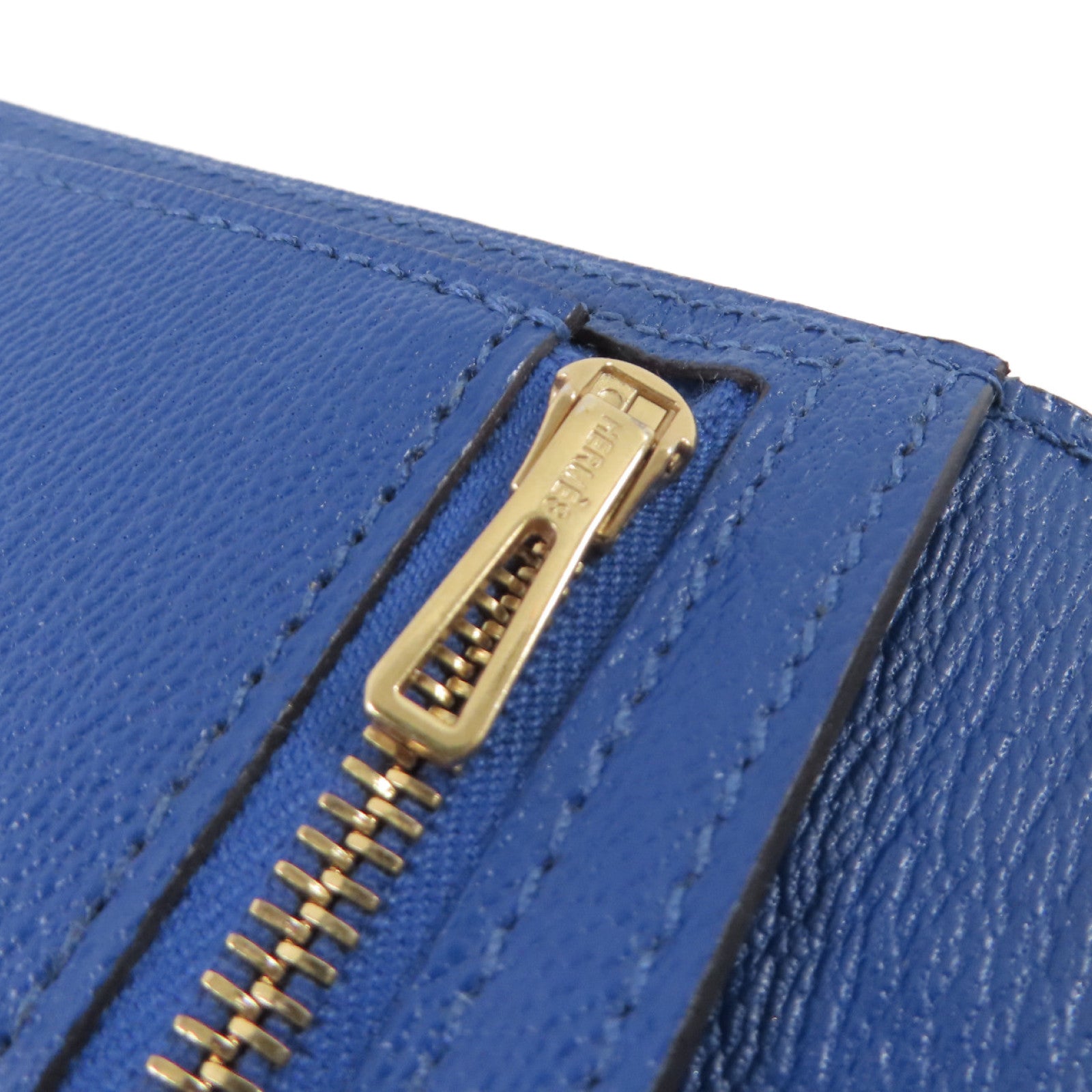 HERMES 鱷魚皮革Bearn bi-fold Long wallet金扣長錢包藍色
