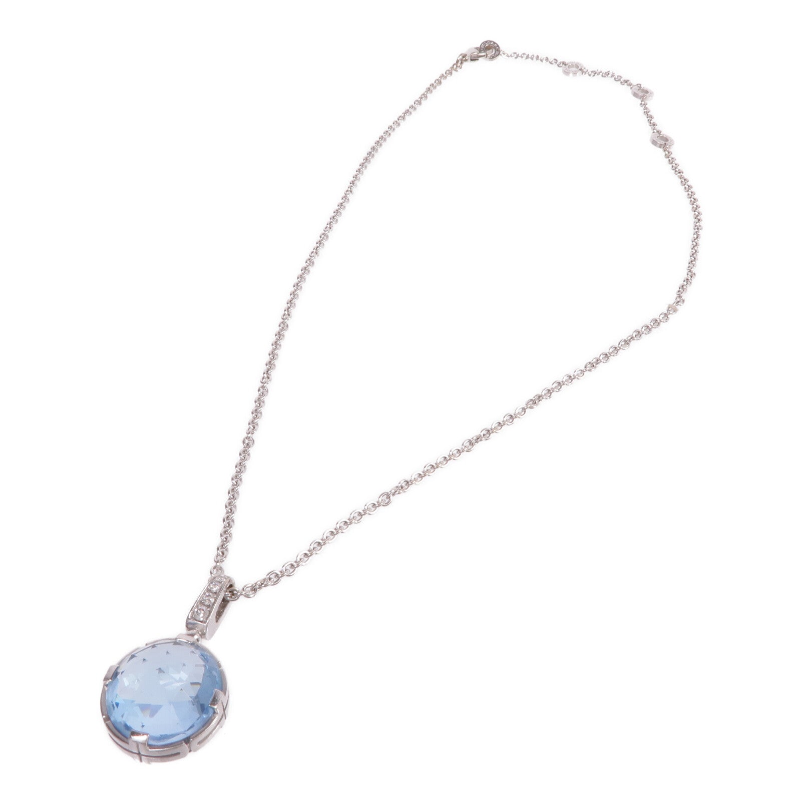 BVLGARI 18K白金Parentesi Cocktail Necklace藍色黃玉/鑽石項鍊