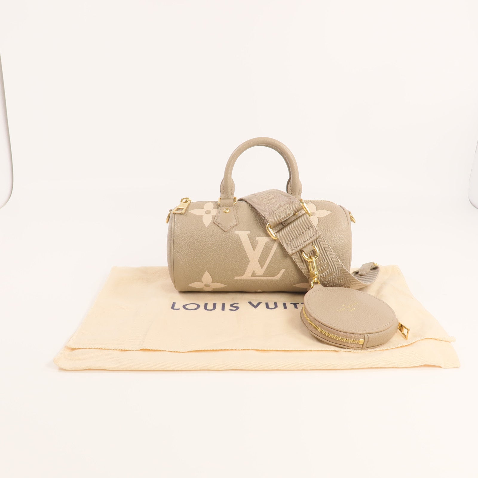 LOUIS VUITTON Monogram Empreinte Papillon BB金扣手挽肩背兩用袋