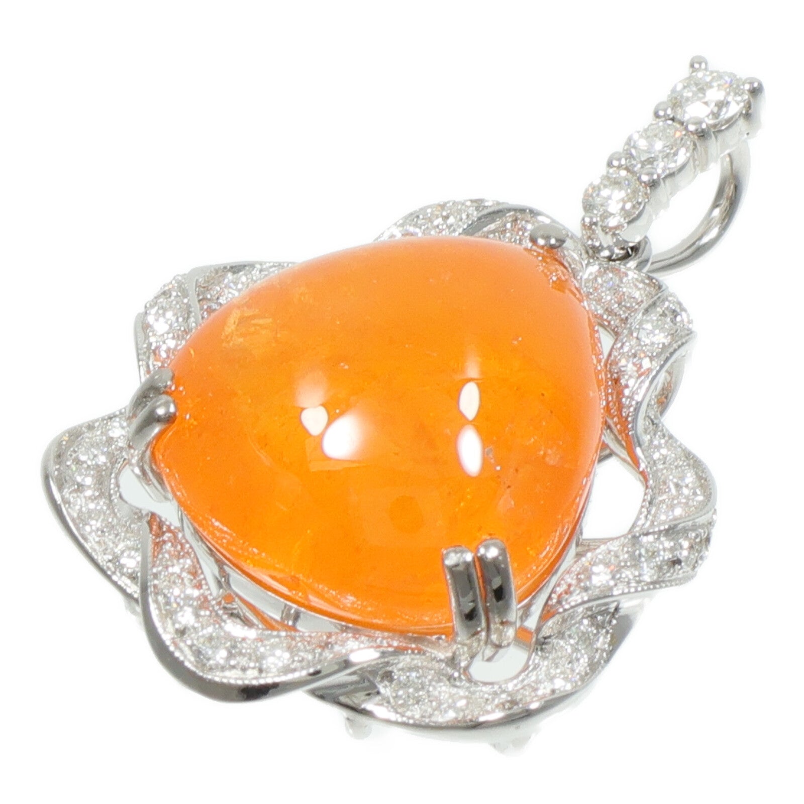 JEWELRY 18K白金Garnet Diamond Pendant柘榴石/鑽石吊墜