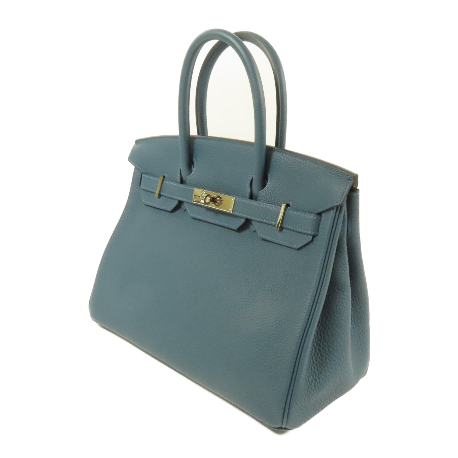 HERMES Clemence皮革Birkin 30銀扣手挽袋Vert Bosphore