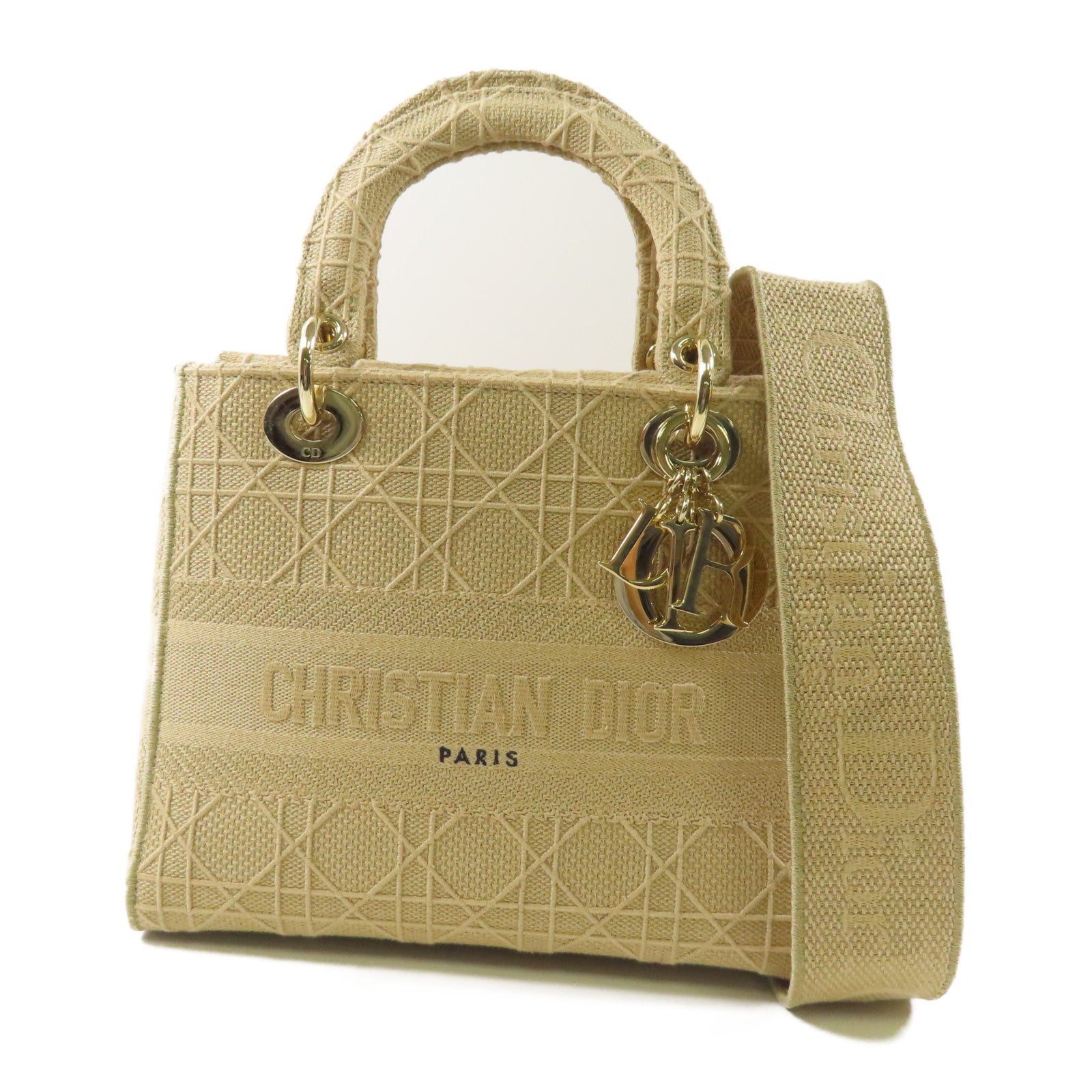 Dior CD GHW Lady Dior 2 Way Shoulder Bag M0565 Canvas