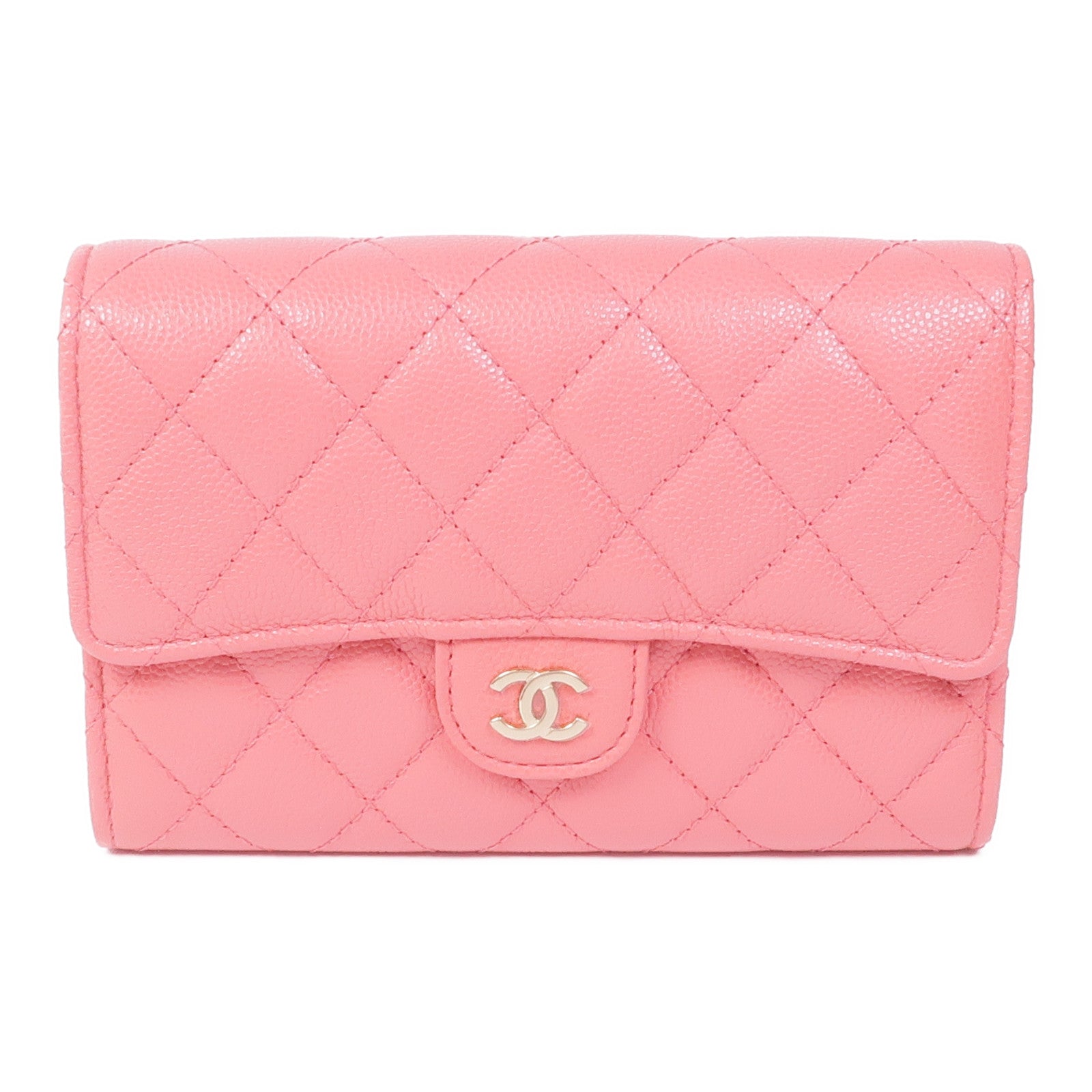 CHANEL 牛皮皮革Wallet金扣錢包