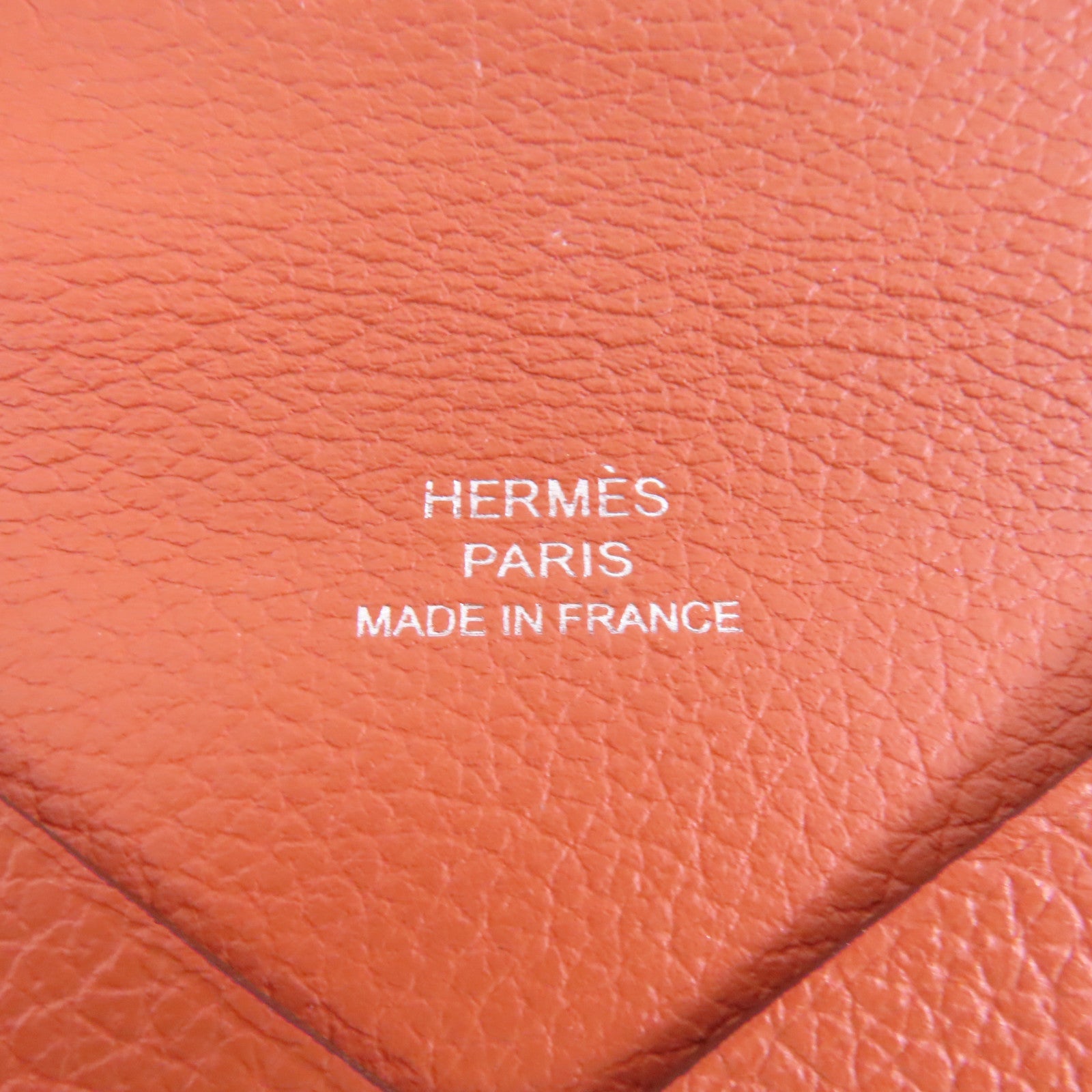 HERMES 【激減優惠】Epsom皮革Calvi銀扣卡片套Potiron啡色