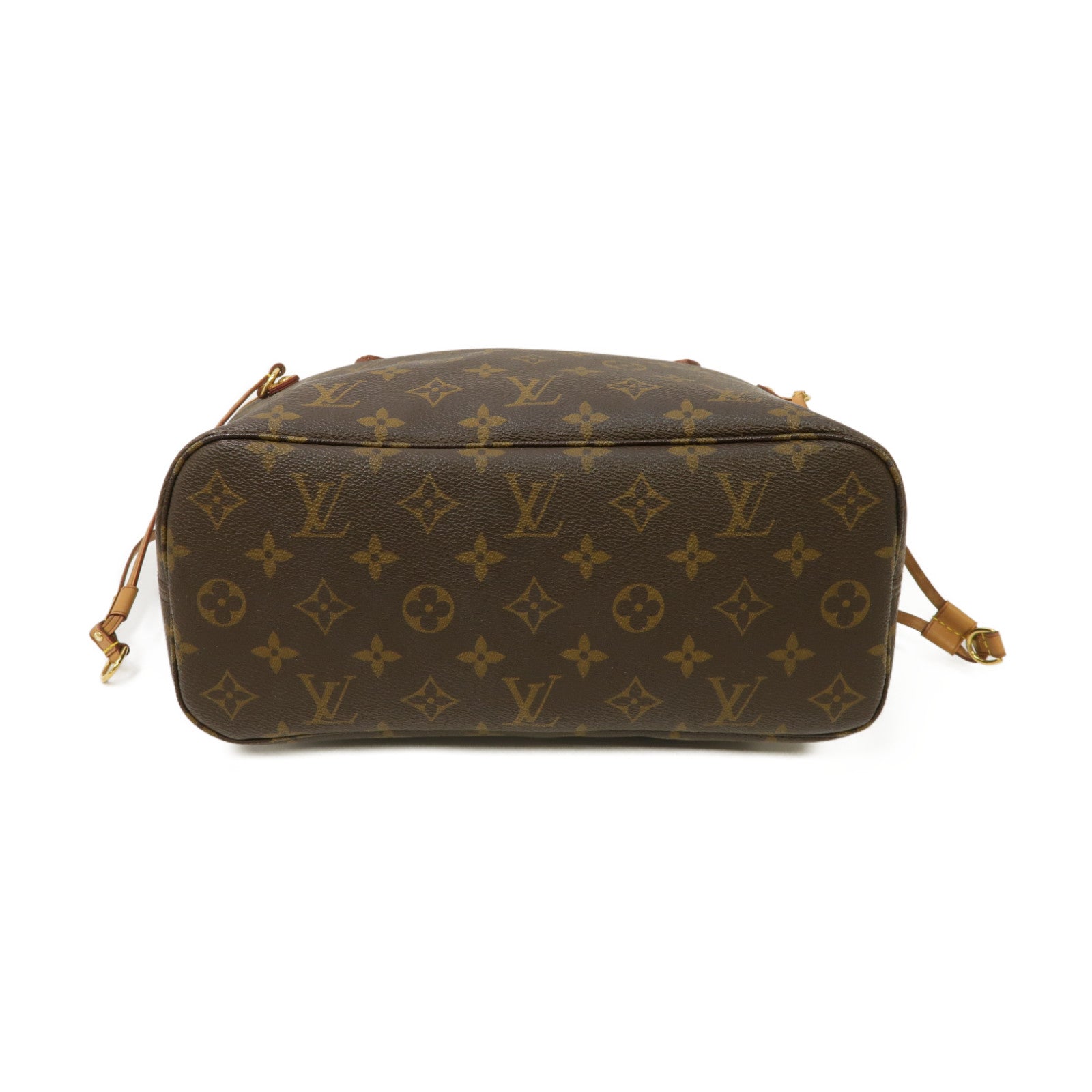 LOUIS VUITTON Monogram Neverfull PM金扣手挽袋啡色