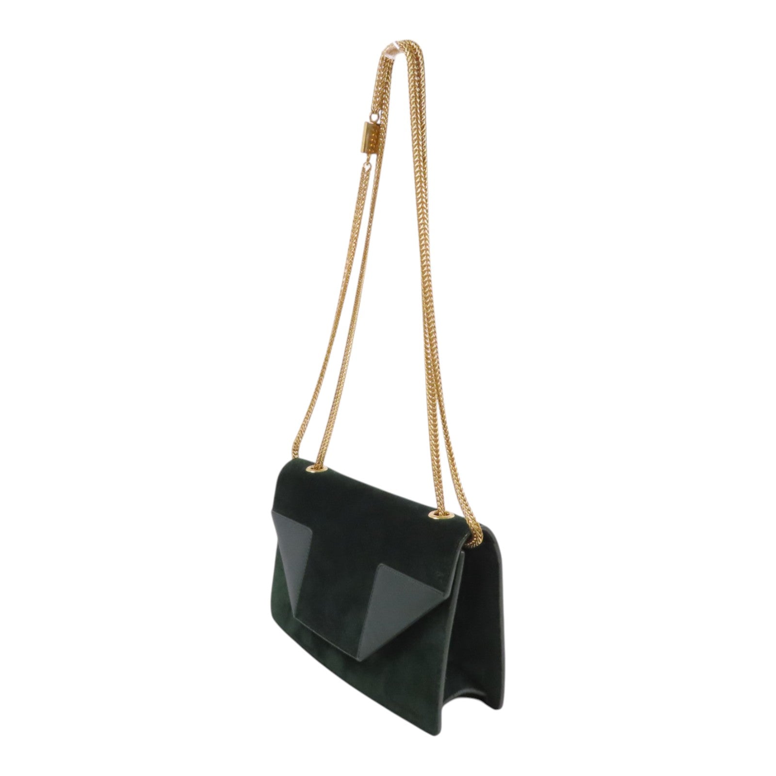 SAINT LAURENT 麂皮皮革Shoulder Bag金扣鏈帶肩背袋