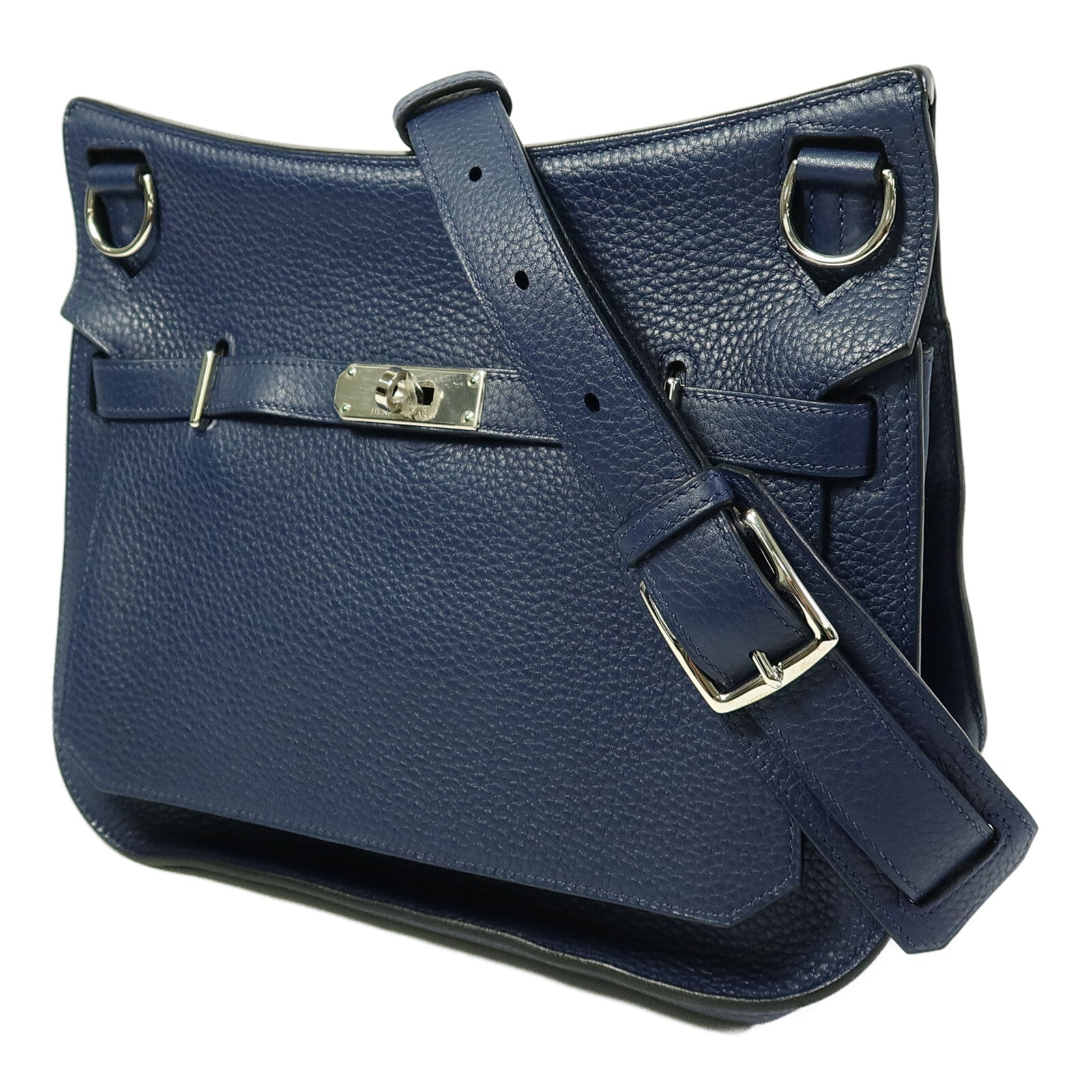 HERMES Clemence皮革Jypsiere 28肩背袋Bleu Saphir