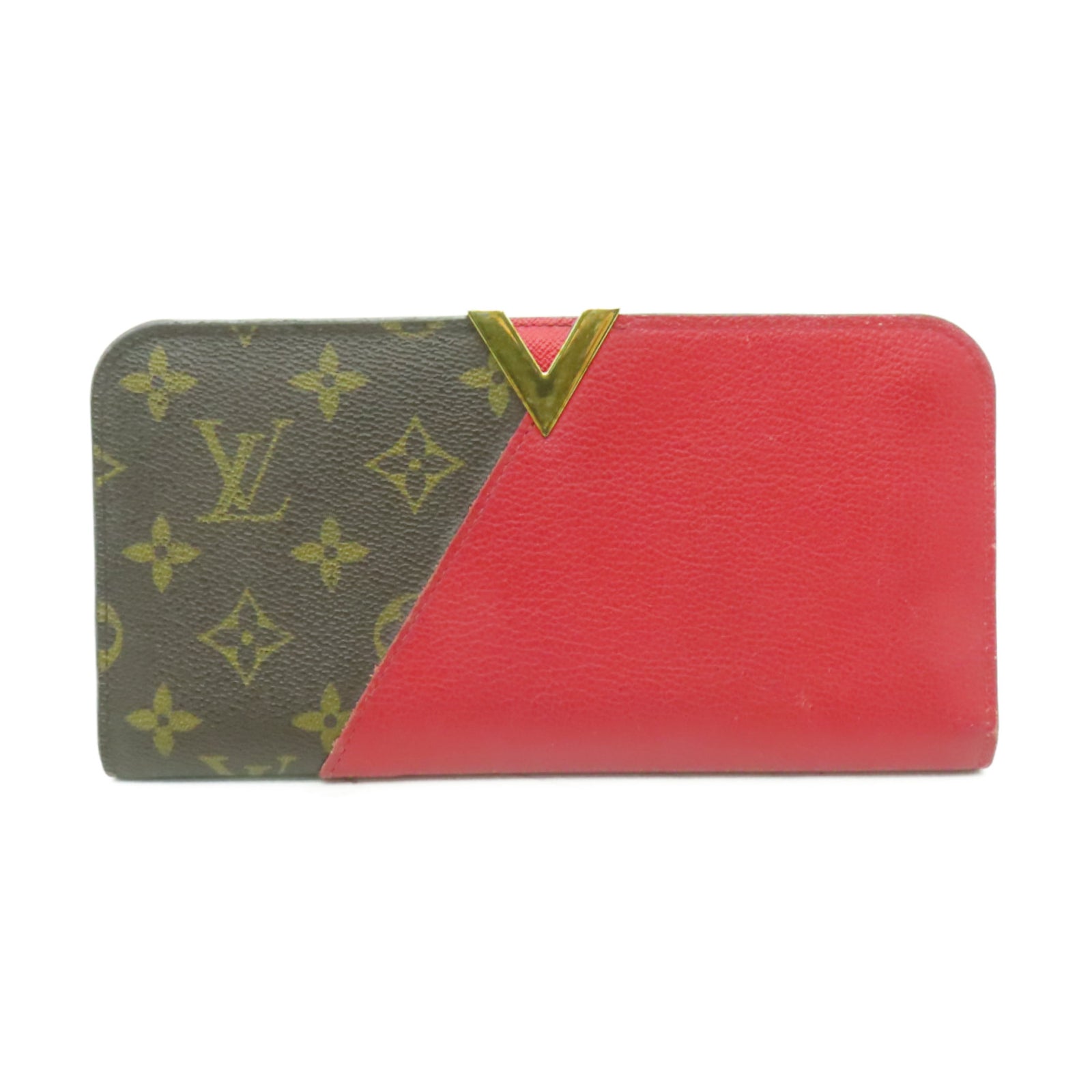 LOUIS VUITTON 【清倉大減價】Monogram Portefeuil Kimono金扣長錢包啡色/紅色