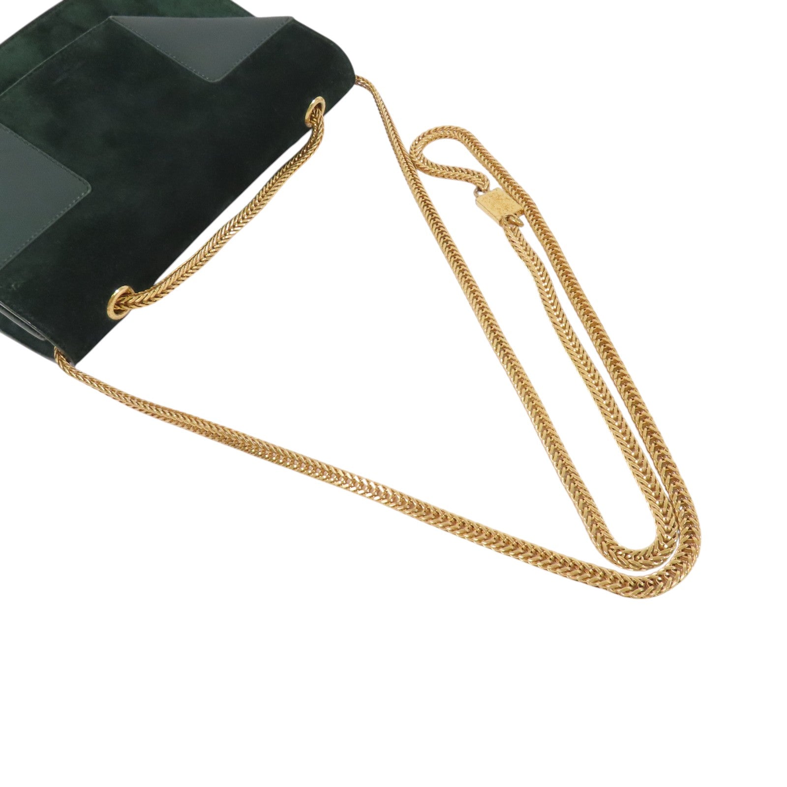 SAINT LAURENT 麂皮皮革Shoulder Bag金扣鏈帶肩背袋