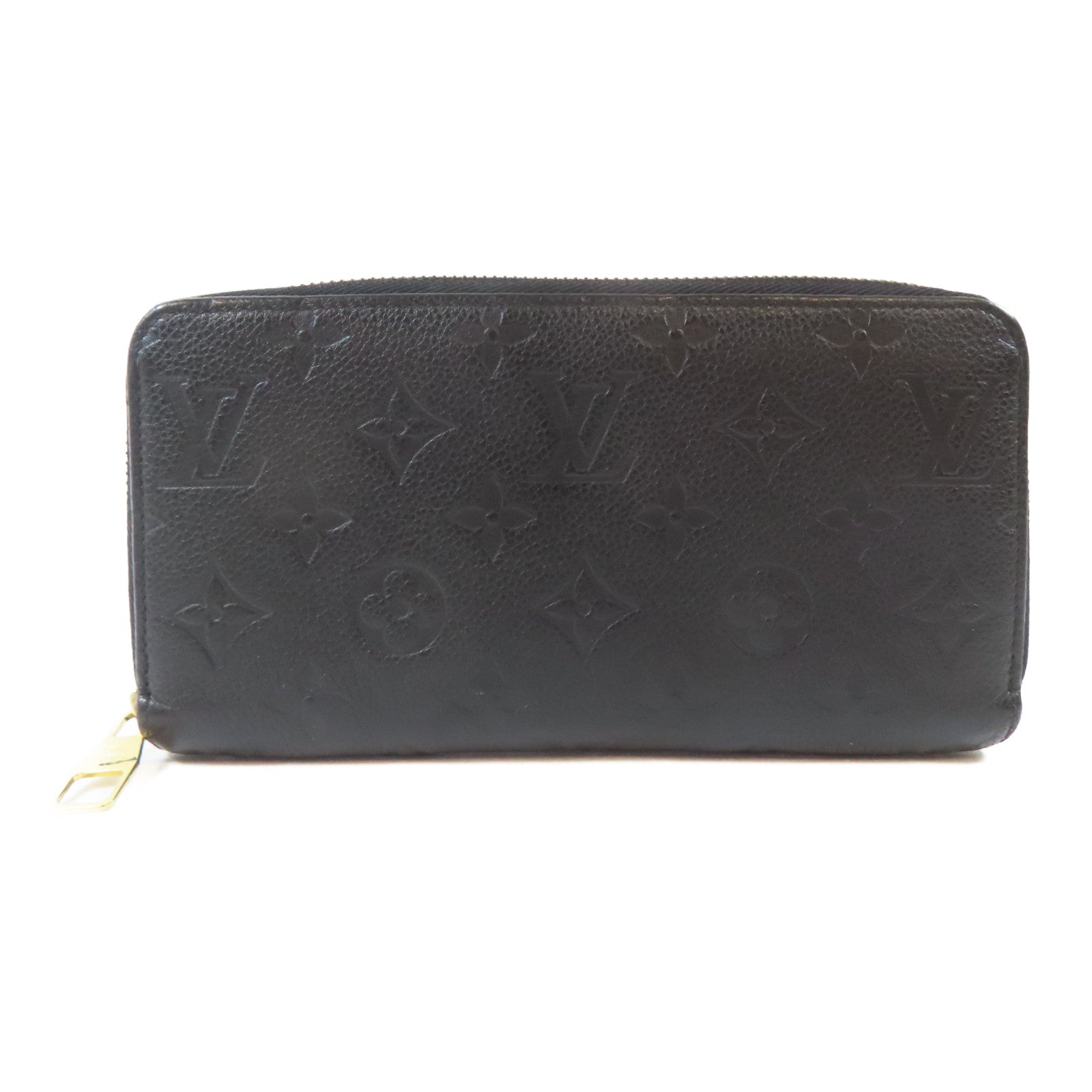 LOUIS VUITTON Monogram Empreinte Long Round Wallet金扣長錢包黑色