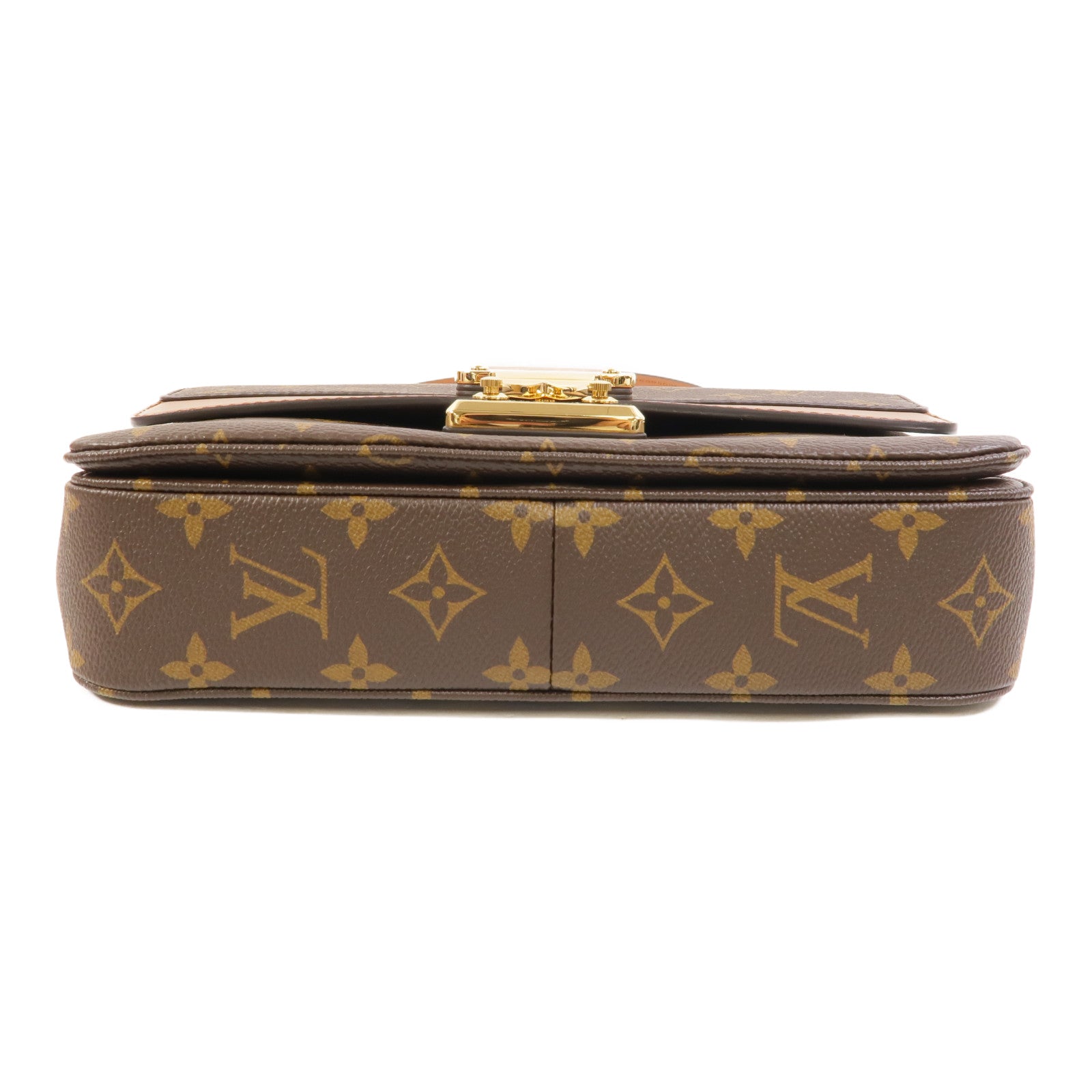 LOUIS VUITTON Monogram Marceau金扣鏈帶肩背袋棕色